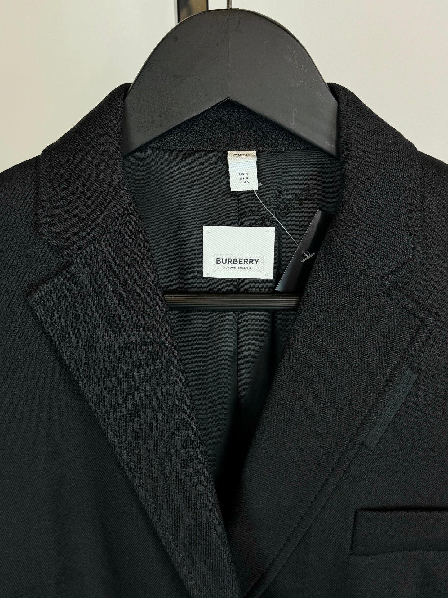 Burberry Black Zip Up Spandex Part Blazer-Like Jacket w Corset Lace Back Detail