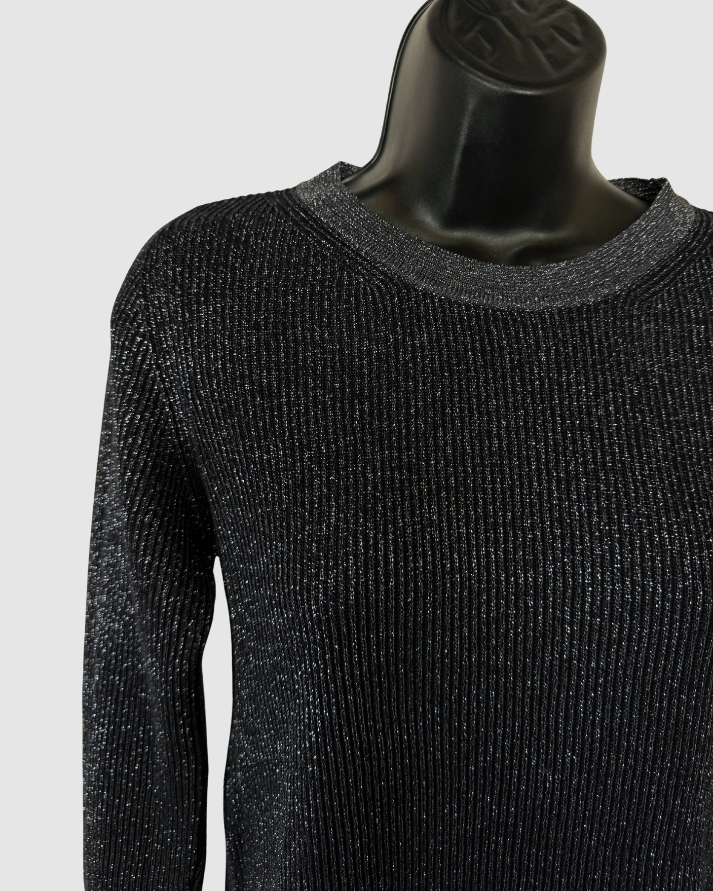 Fabiana Filippi Black Sparkle Crew Neck Long Sleeve Sweater