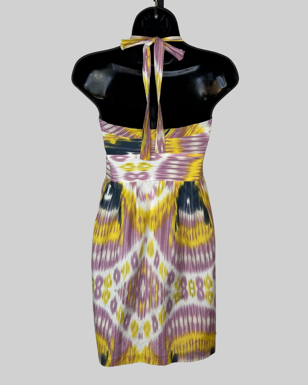 James Coviello Yellow Pink Tie-Dye Halter-Tie Sleeveless Mini Dress