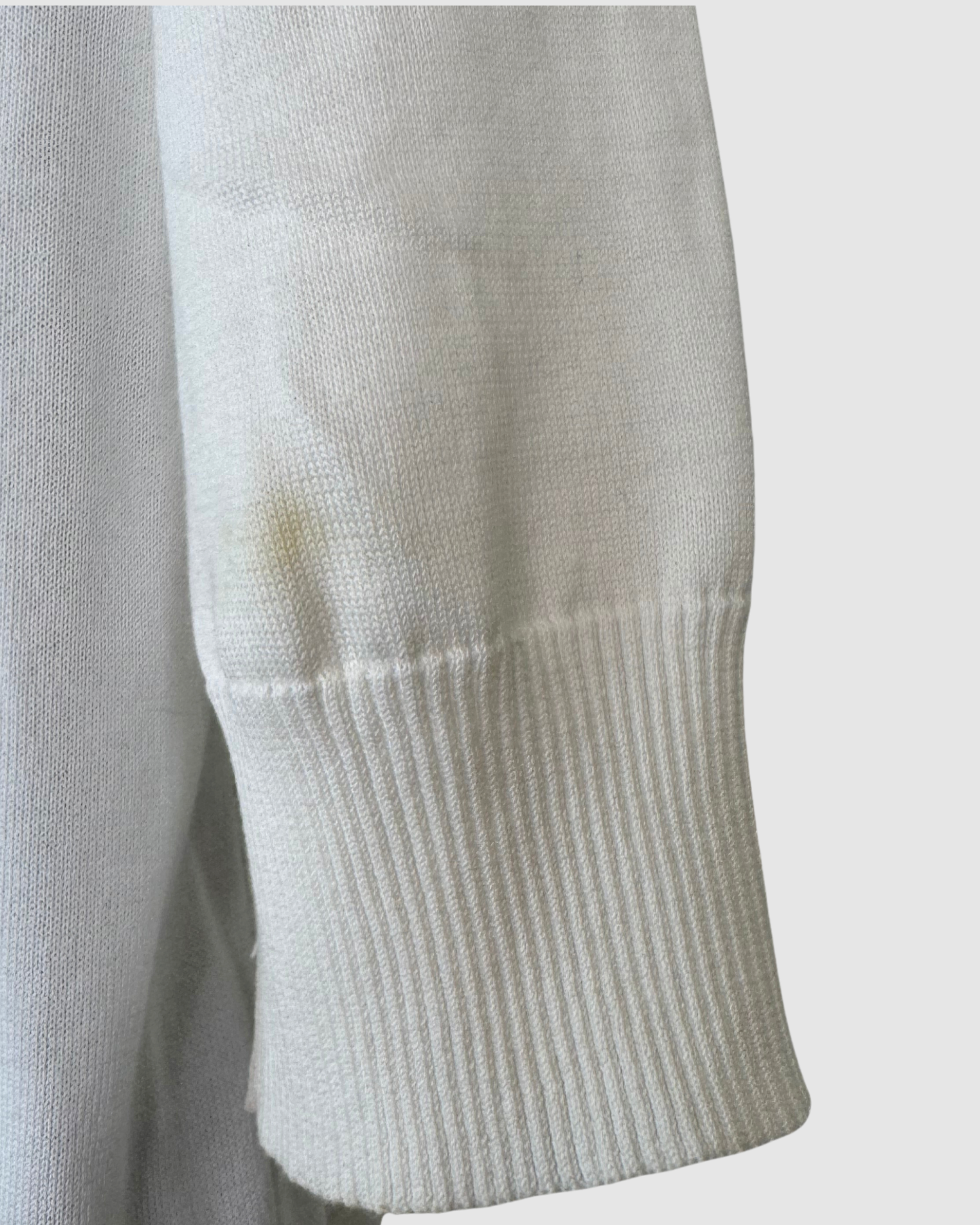 Fabiana Filippi White Crew Neck Sweater w/ Beaded Neckline