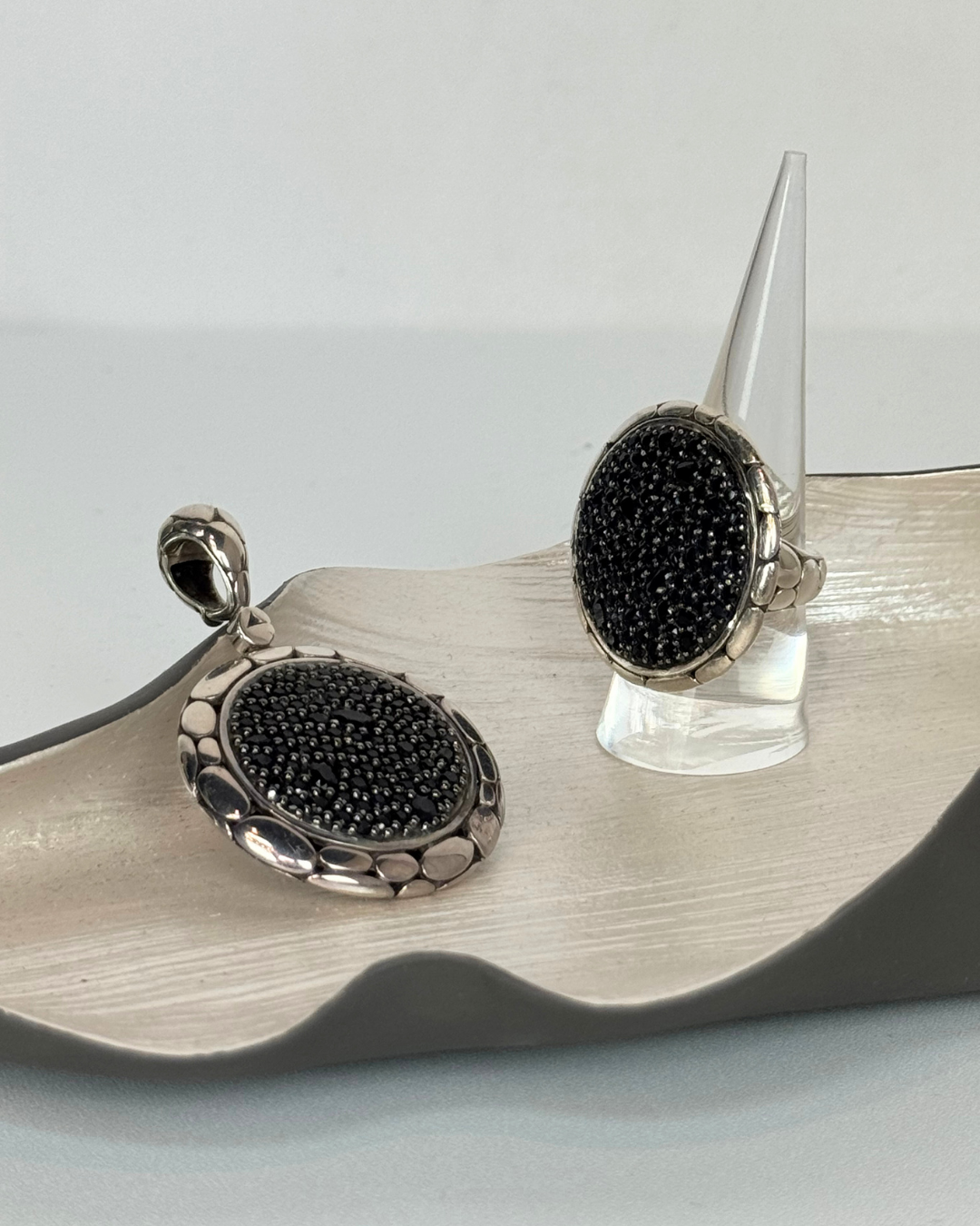 John Hardy Sterling Silver Black Sapphire Kali Lavafire Pendant