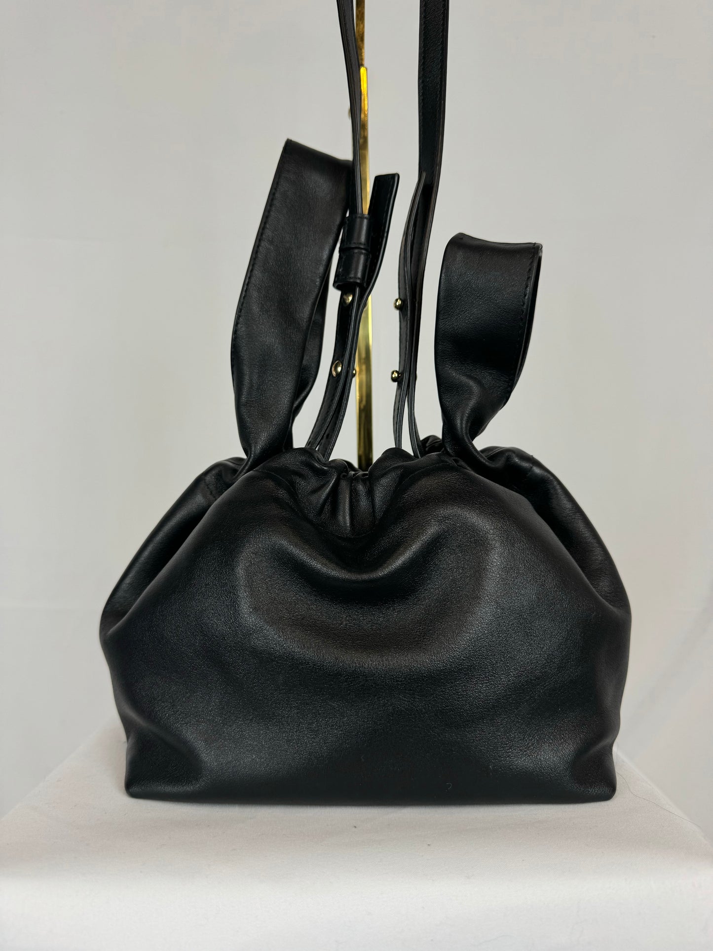 Bally Black Leather Quilted Drawstring Crossbody Bag