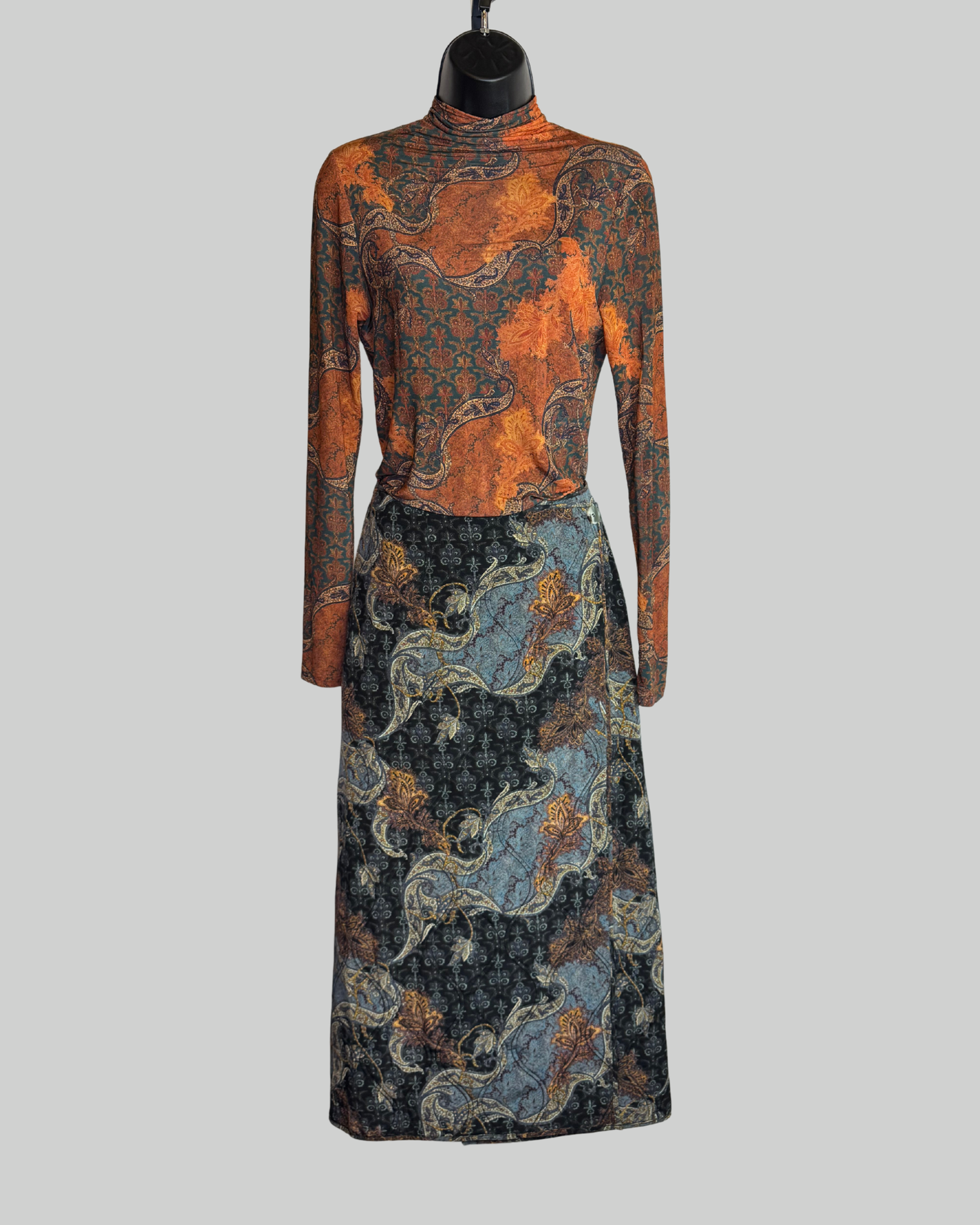 Ulla Johnson Brown Orange Turtleneck Long Sleeve Top