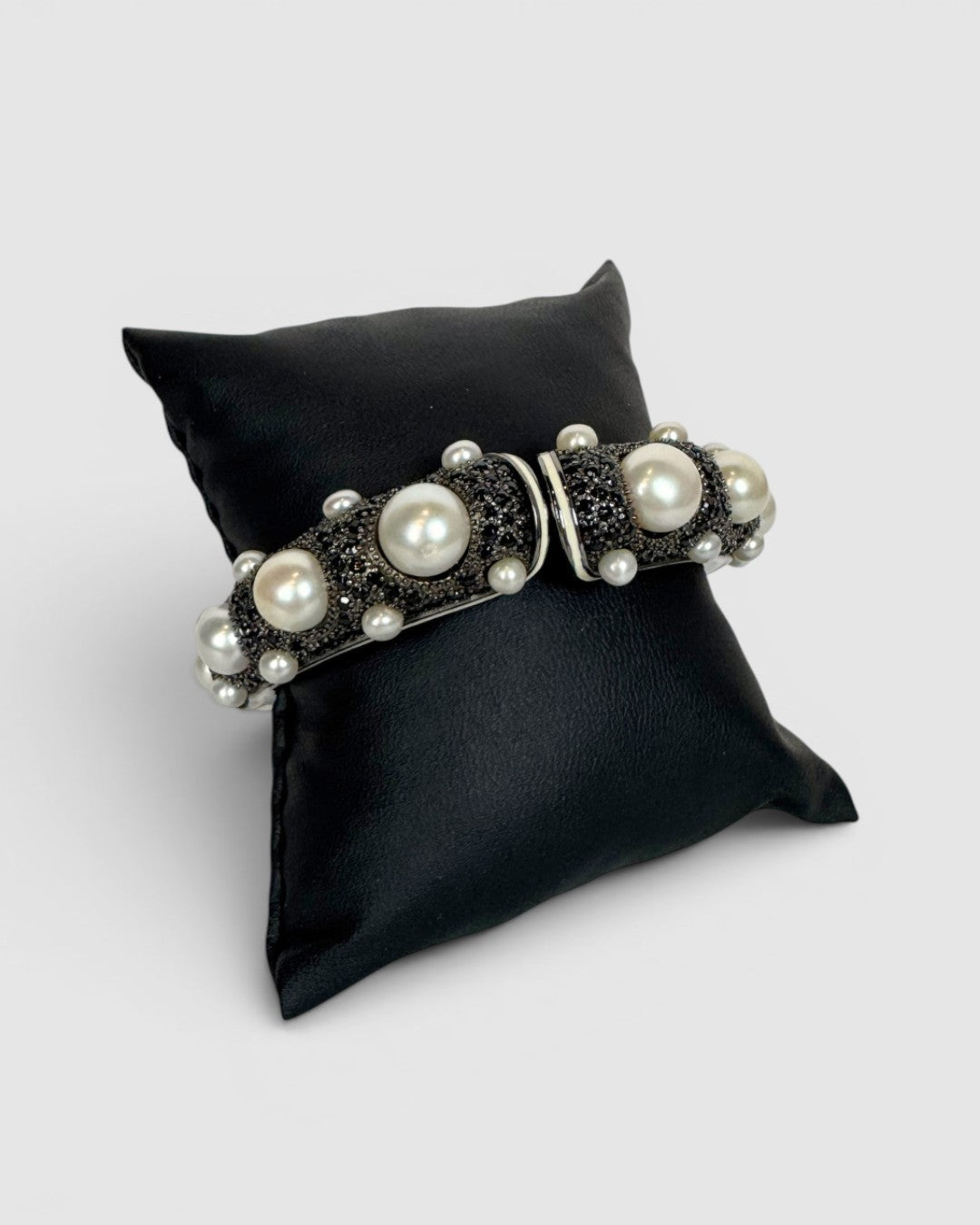Matthew Campbell Laurenza Sterling SIlver Bracelet w/ Pearls & Black Sapphires