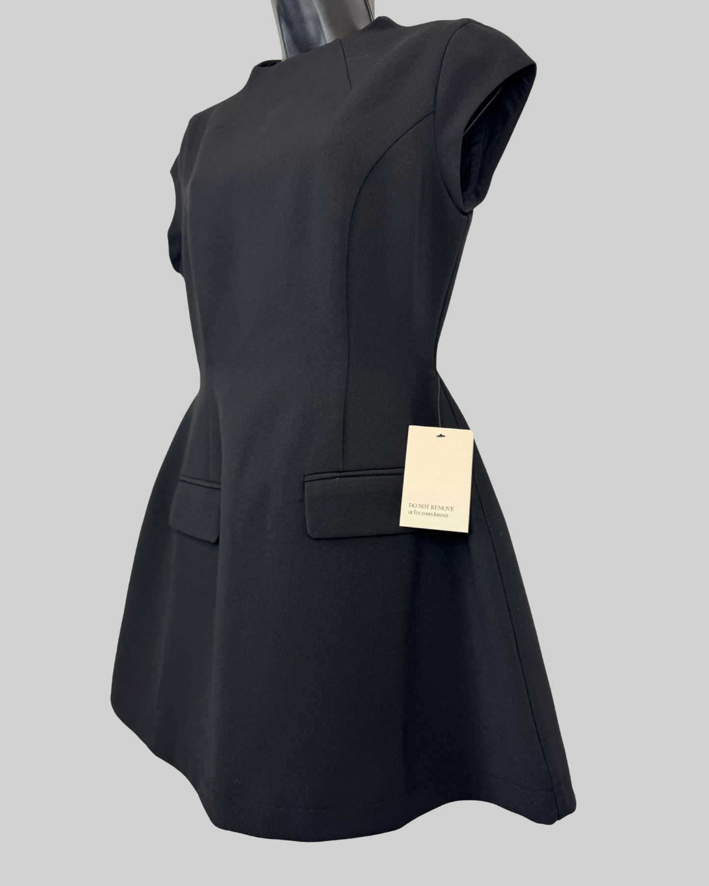 Oddmuse Black Mock Neck Cap Sleeve Hourglass Mini Dress NWT