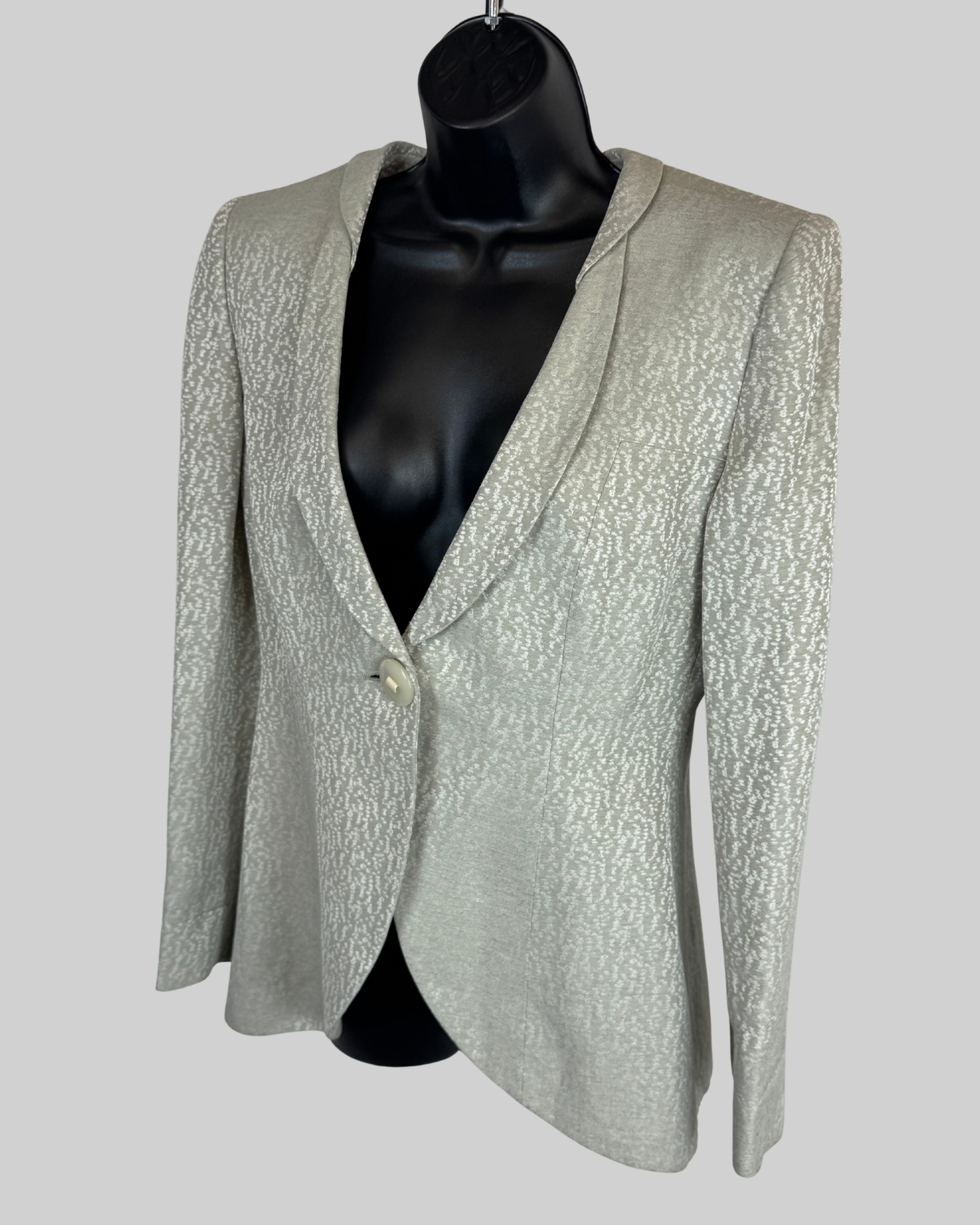 Giorgio Armani Grey Spotted Metallic Print Single Button Blazer