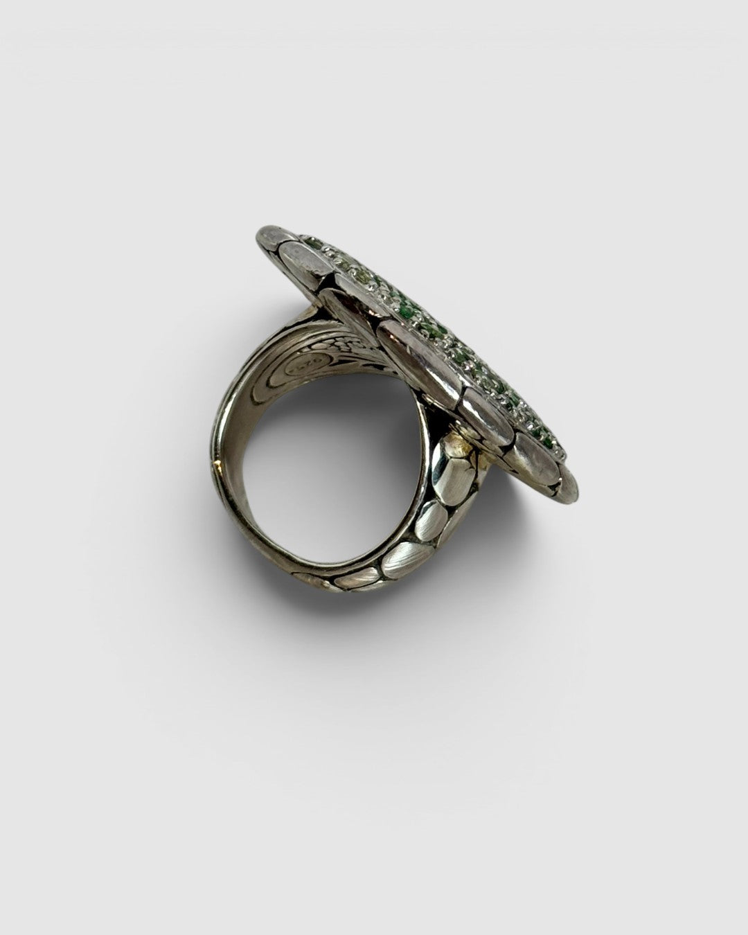 John Hardy Sterling Silver Tsavorite Green Garnet Kali Lavafire Garden Ring
