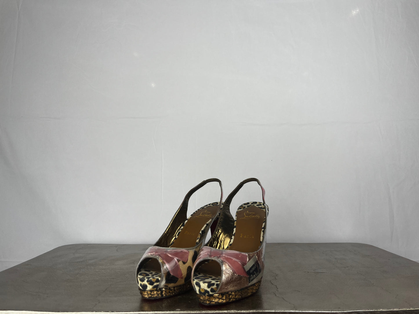 COMES WITH BOX - Christian Louboutin Winter Trash PVC Peep Toe Sling Back Pumps