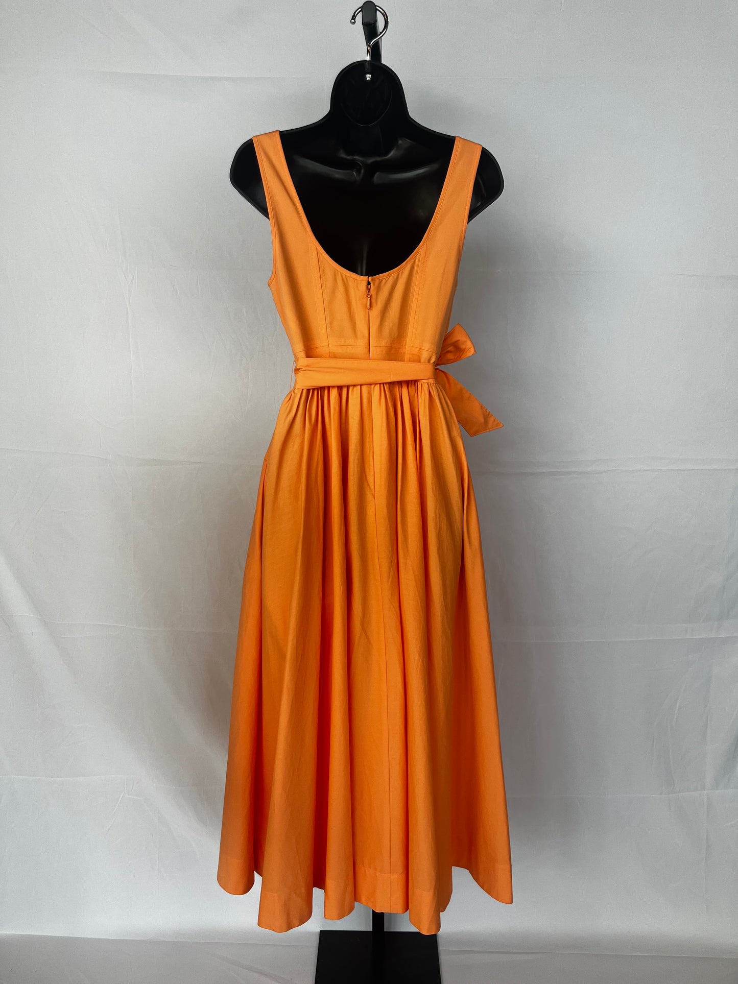 Cinq a Sept Pastel Orange Sleeveless Fit & Flare Maxi Dress w Waist Tie