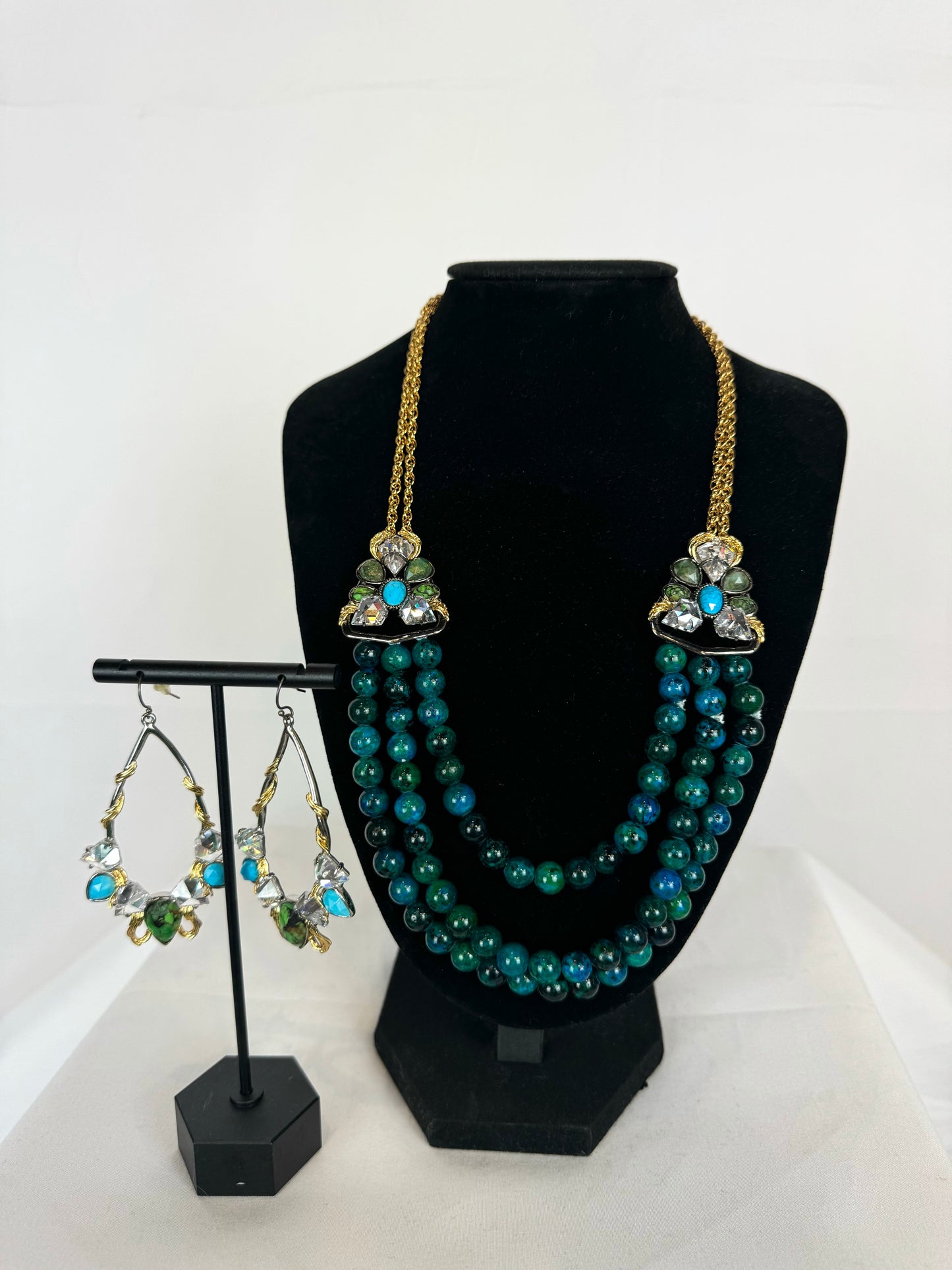 Alexis Bittar Turquoise Ornate Crystal Gem Drop Earrings