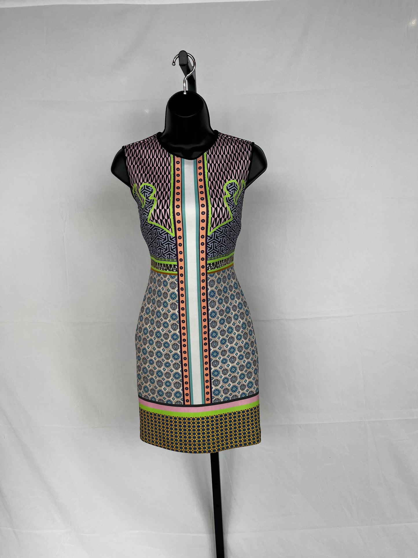 Clover Canyon Multi-Color Multi-Pattern High-Neck Sleeveless Mini Dress