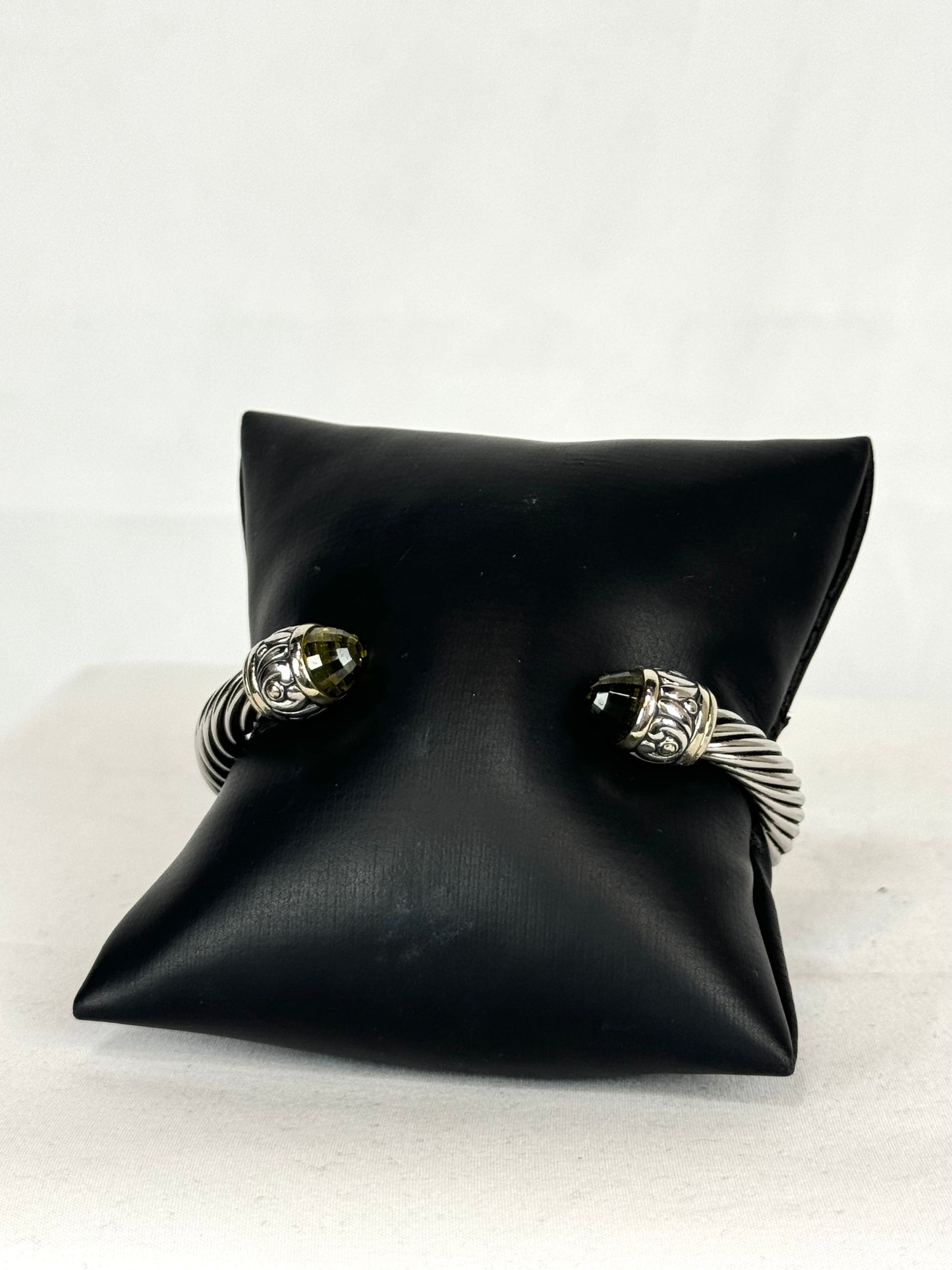 David Yurman Peridot Onyy Cable Cuff Bracelet