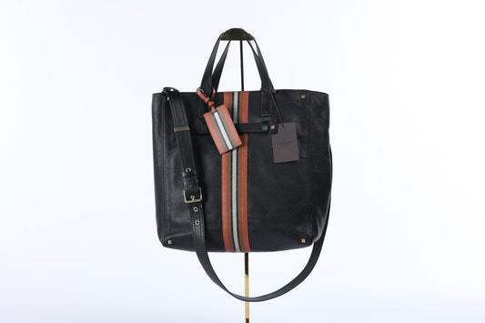 Valentino Large Leather Tote w Vertical Stripe Detail NWT