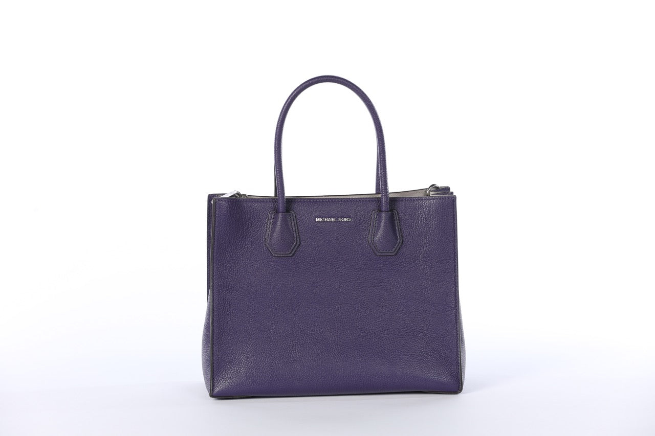 Michael Kors Purple Pebbled Leather Top Handle Medium Tote