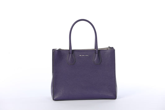 Michael Kors Purple Pebbled Leather Top Handle Medium Tote