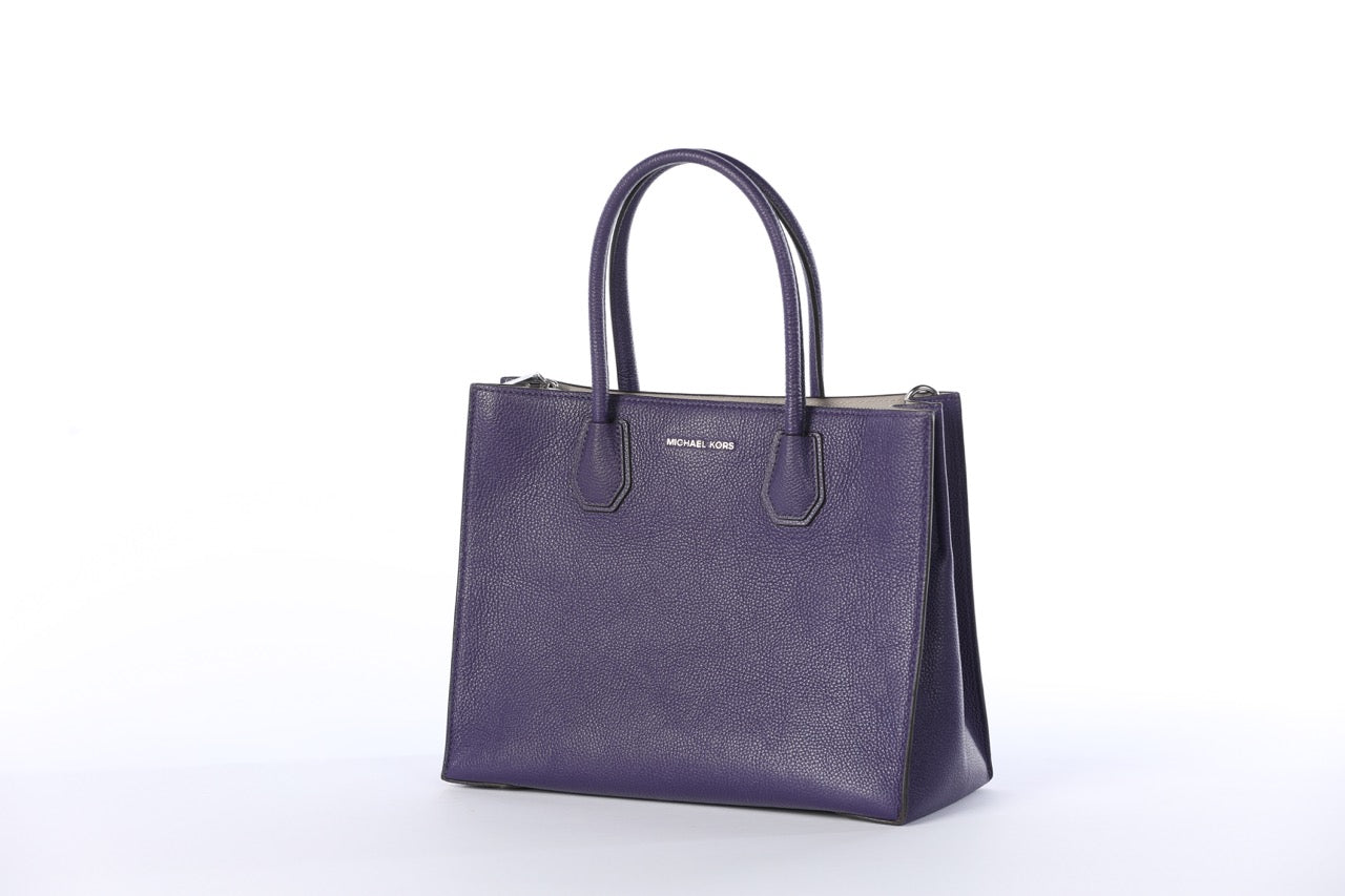 Michael Kors Purple Pebbled Leather Top Handle Medium Tote