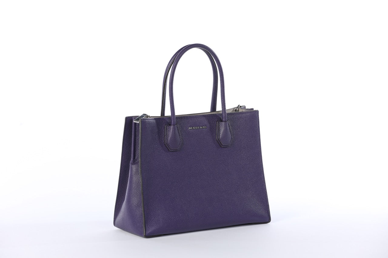 Michael Kors Purple Pebbled Leather Top Handle Medium Tote