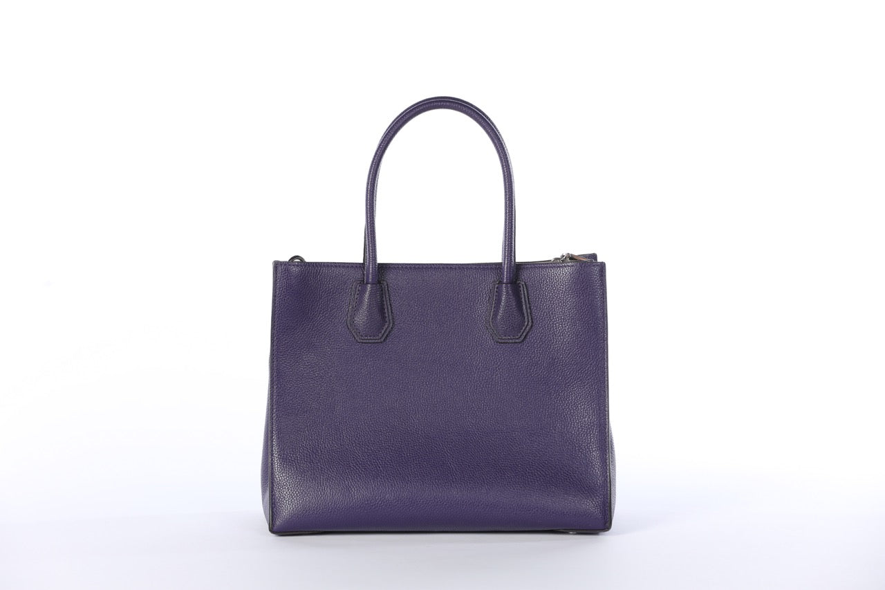 Michael Kors Purple Pebbled Leather Top Handle Medium Tote