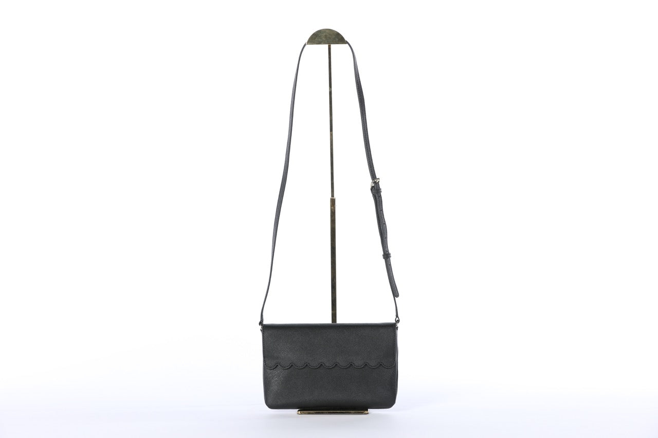 Karl Lagerfeld Leather Cross Body Bag w/ Pearl & Gold Grommet Details