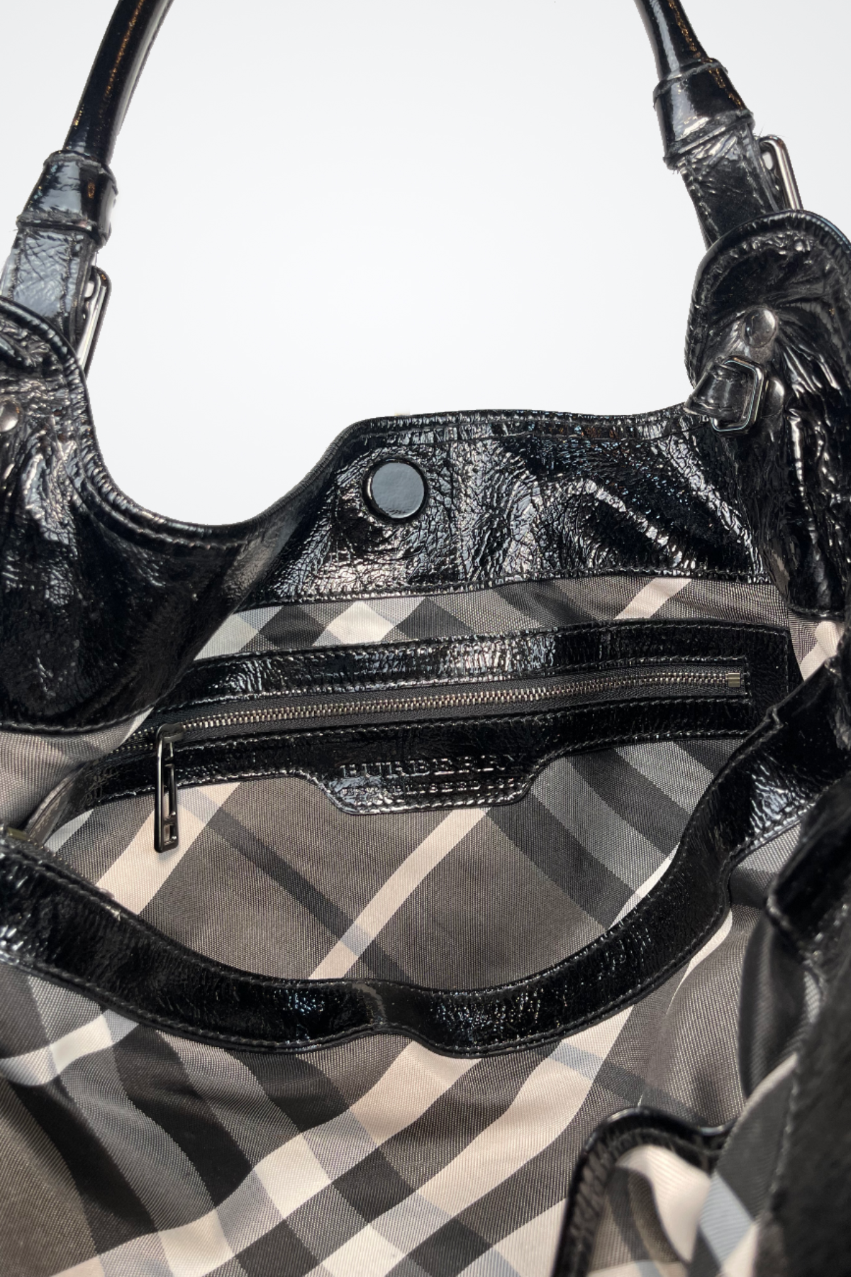 Burberry Patent Leather 4 Inner-Pocket Shoulder Bag