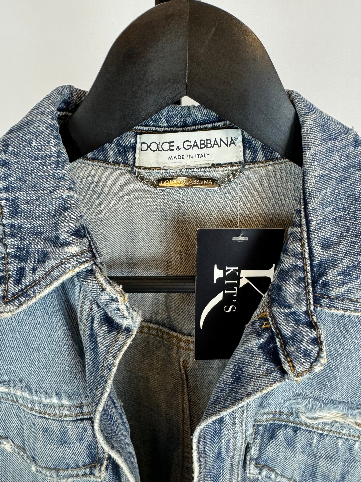 Dolce & Gabbana Denim Open Faced Jacked w/ Distressed Details