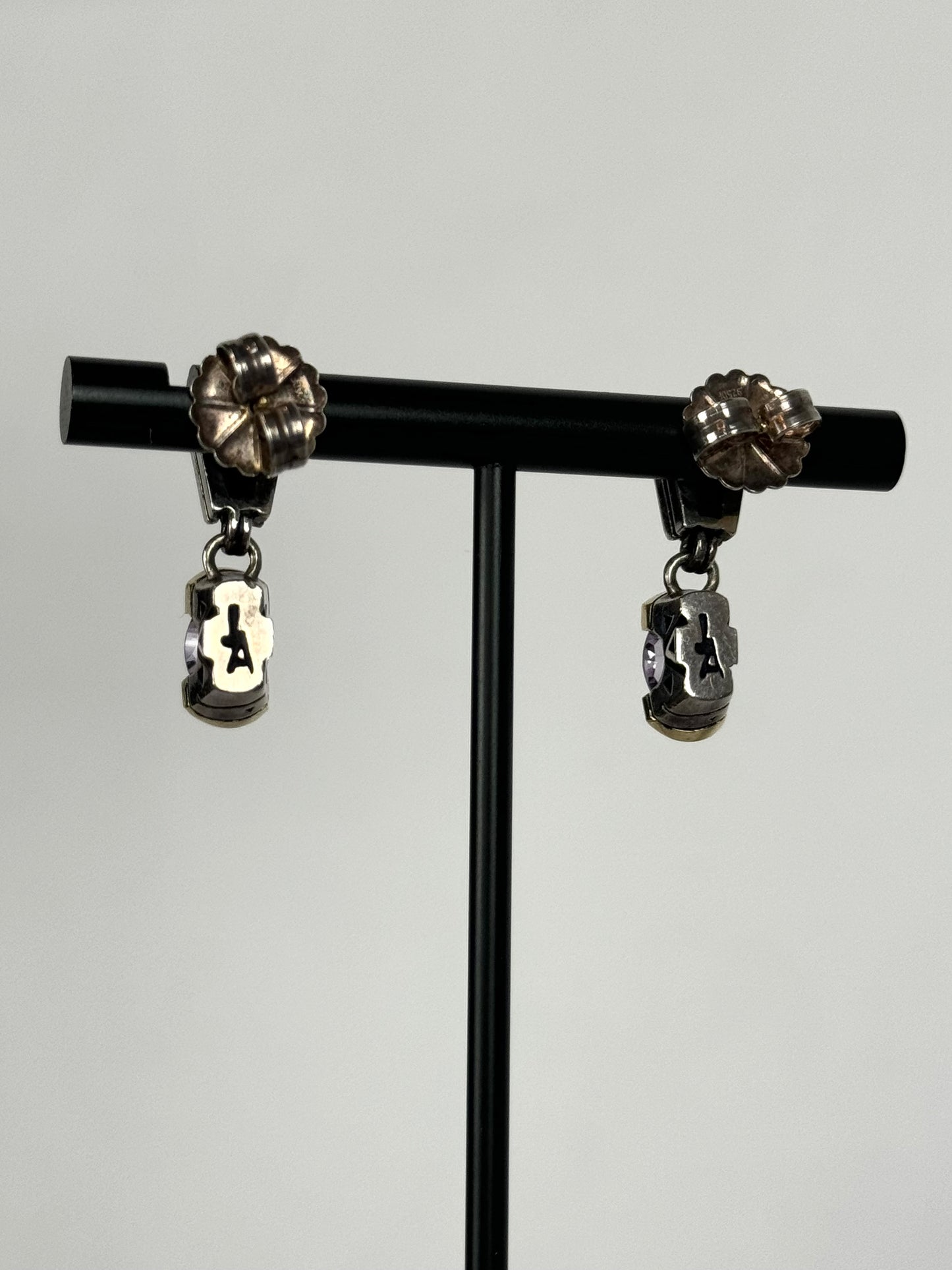 John Atencio Sterling Silver & 18K Gold Purple Amethyst Drop Earrings