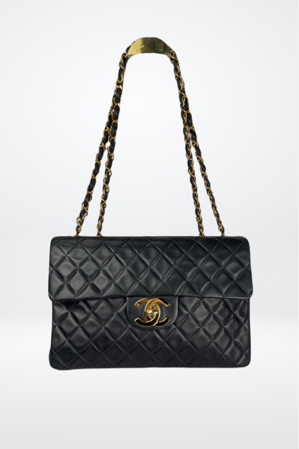 Chanel "Maxi Classic Double Flap Bag" Black w Gold Hardware