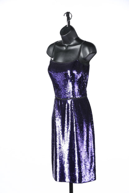 Prada Purple Sequin Sleeveless Mini Dress