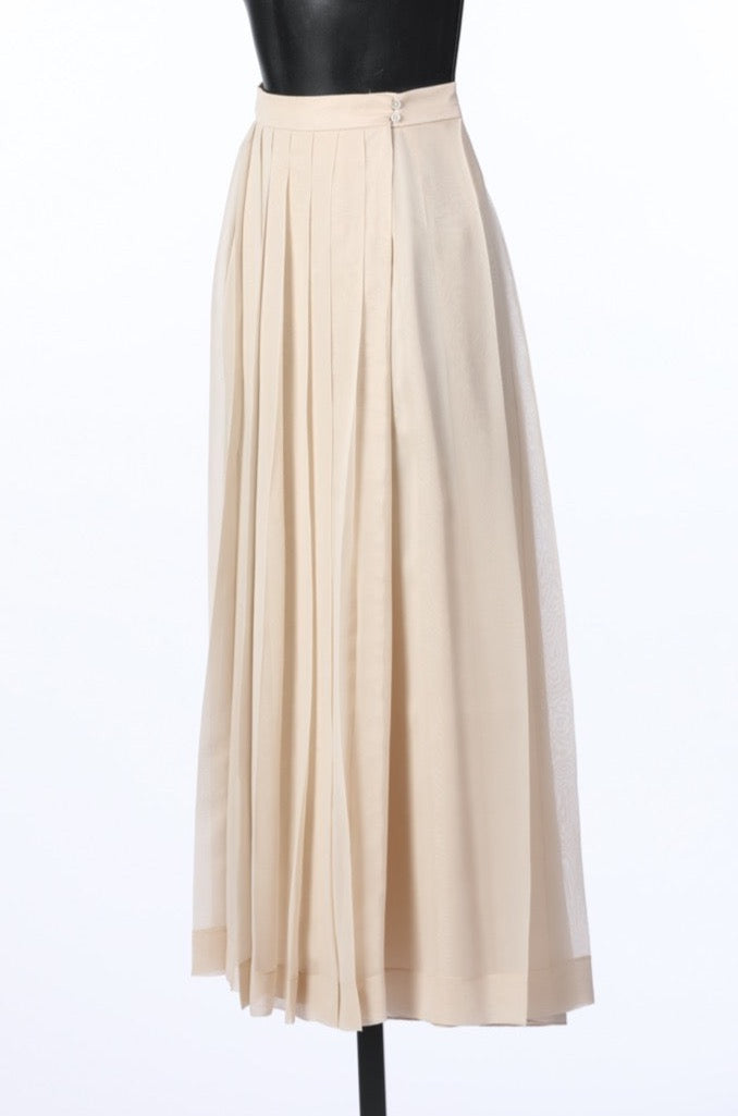 Peggy Jennings Cream Pleated Midi Button Wrap Skirt