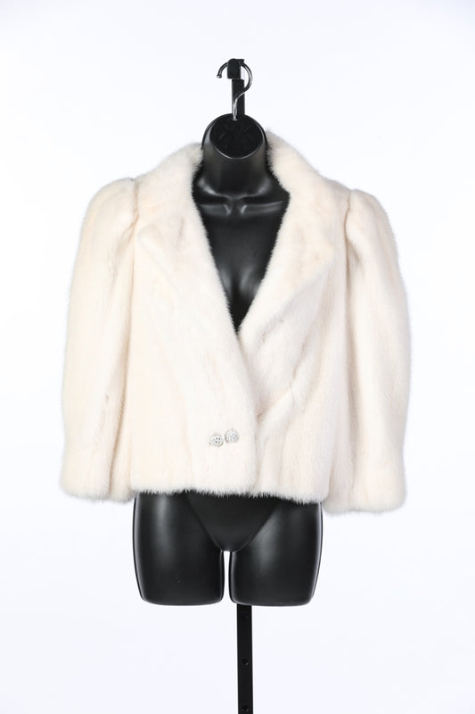 (FALL HOLD) Mary McFadden Cream Genuine Fur Coat