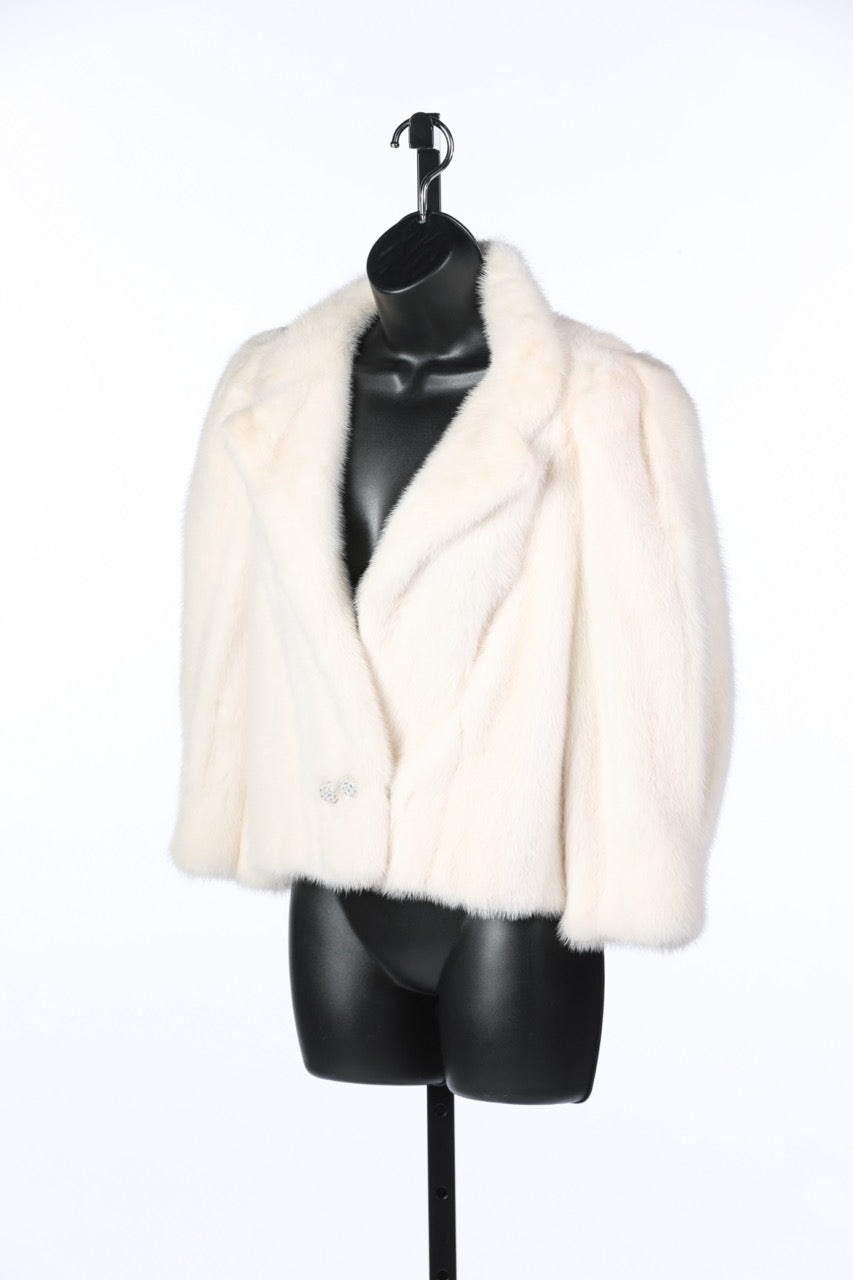 Mary McFadden Cream Genuine Fur Coat