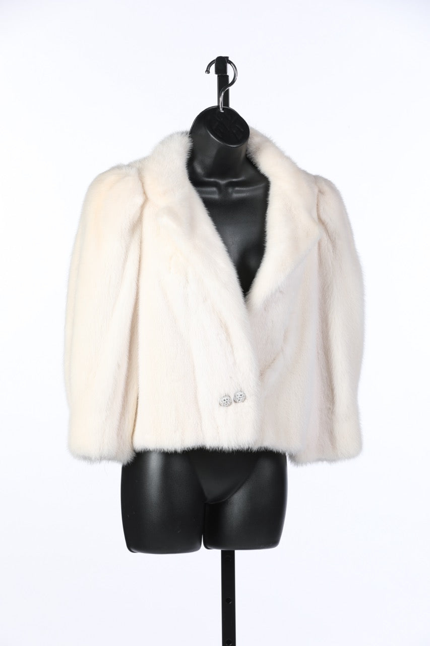 (FALL HOLD) Mary McFadden Cream Genuine Fur Coat