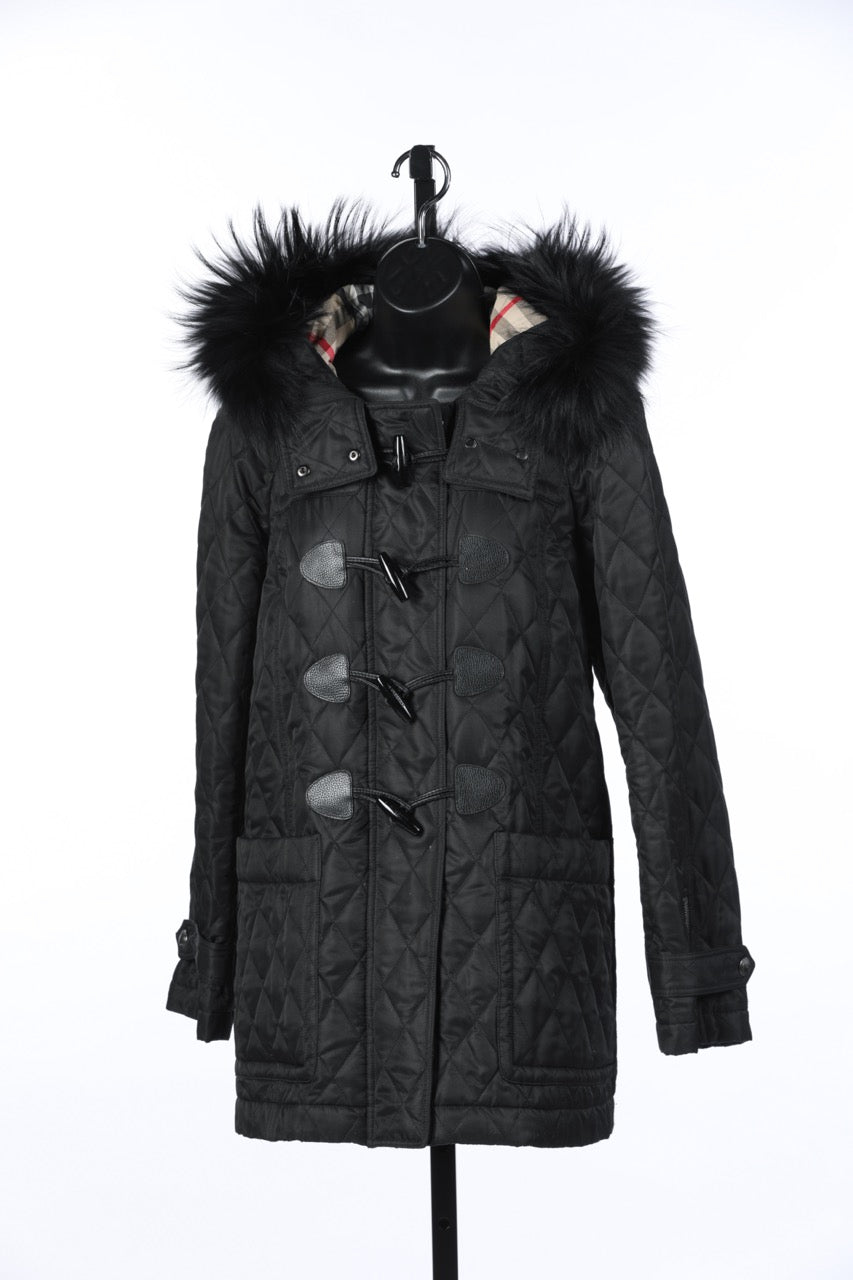 Burberry fur hood on sale coat