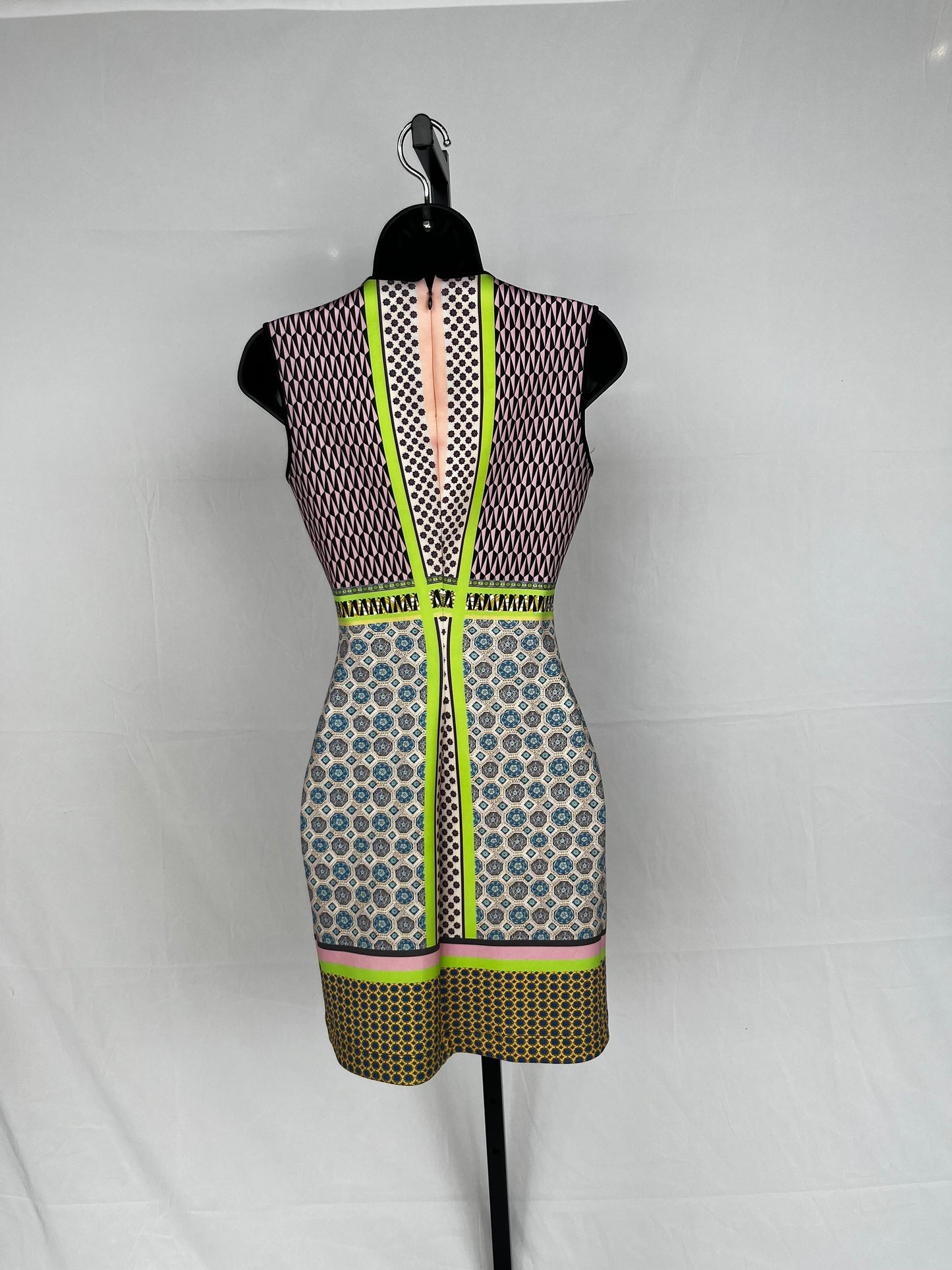 Clover Canyon Multi-Color Multi-Pattern High-Neck Sleeveless Mini Dress