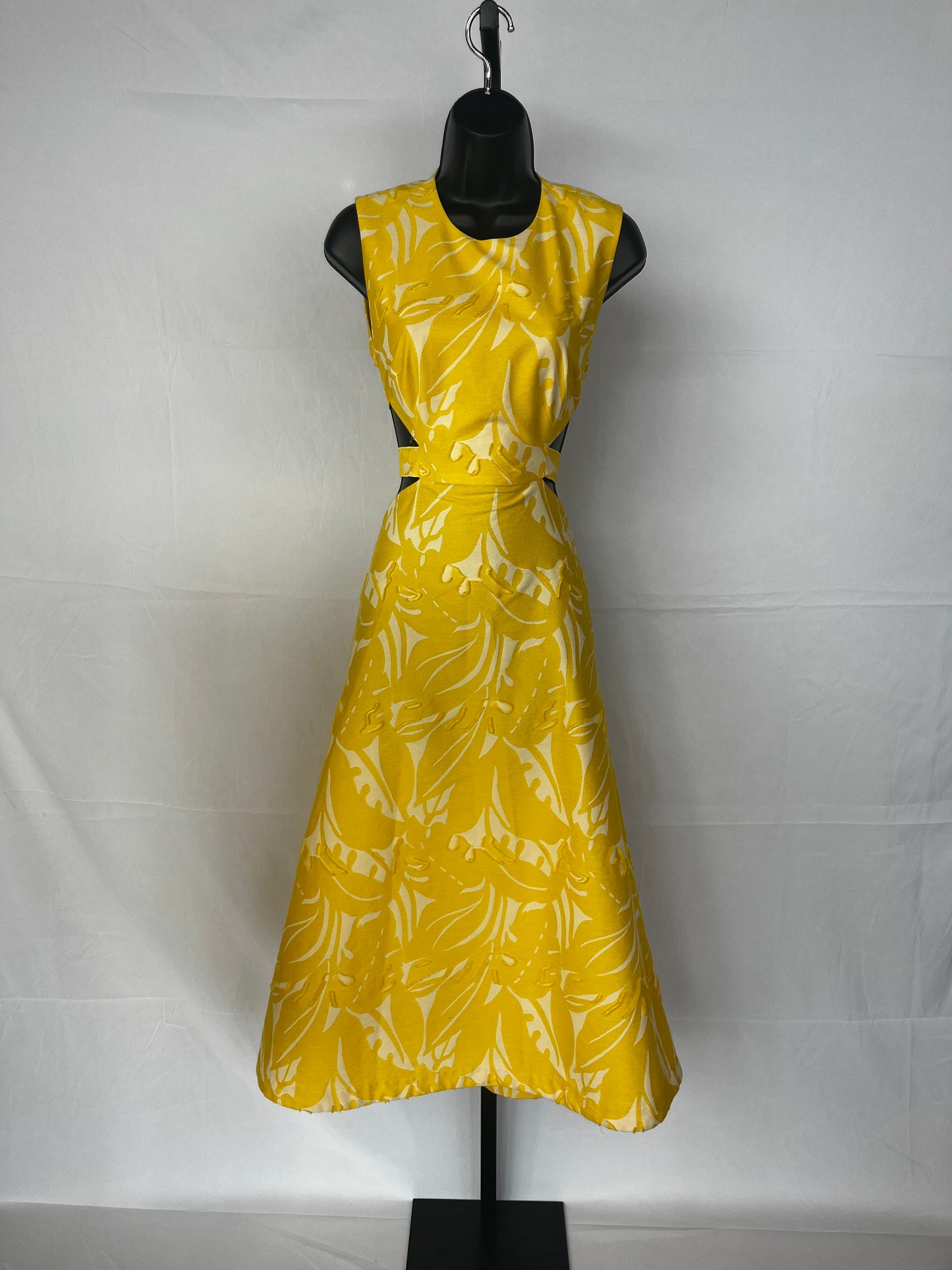 Alexis Yellow & White Floral Strappy Halter Open Tie Back Maxi Dress
