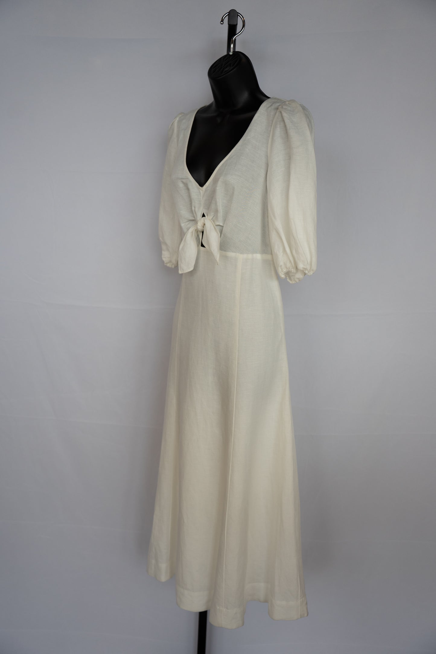 Parker White V-Neck Maxi Dress w/ Balloon Sleeves NWT