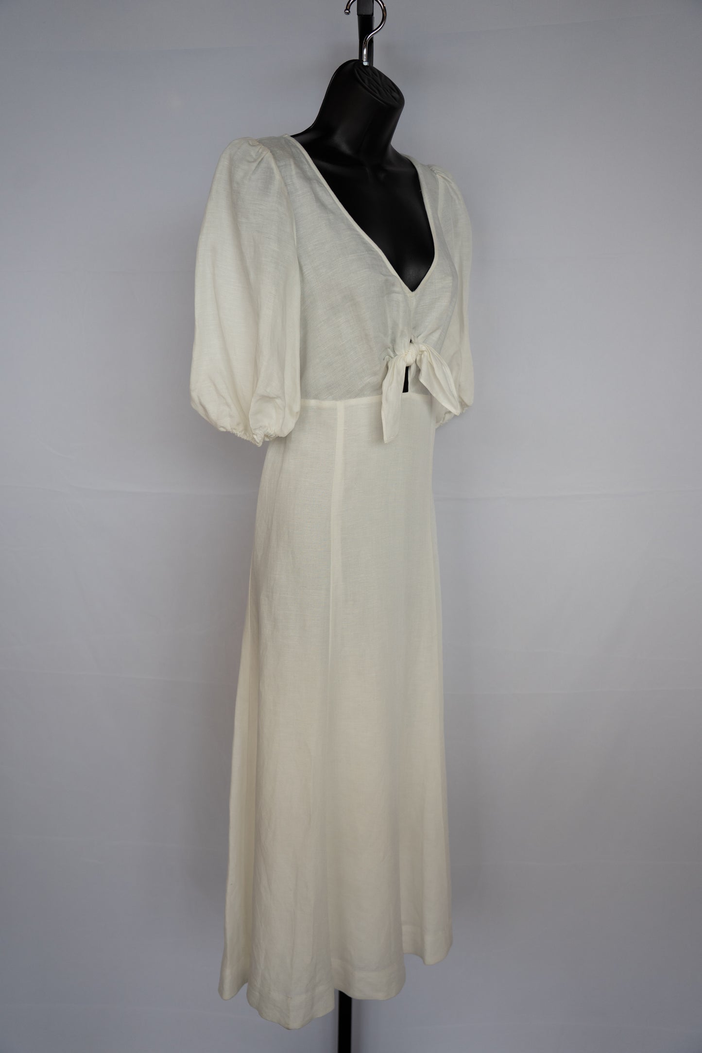 Parker White V-Neck Maxi Dress w/ Balloon Sleeves NWT