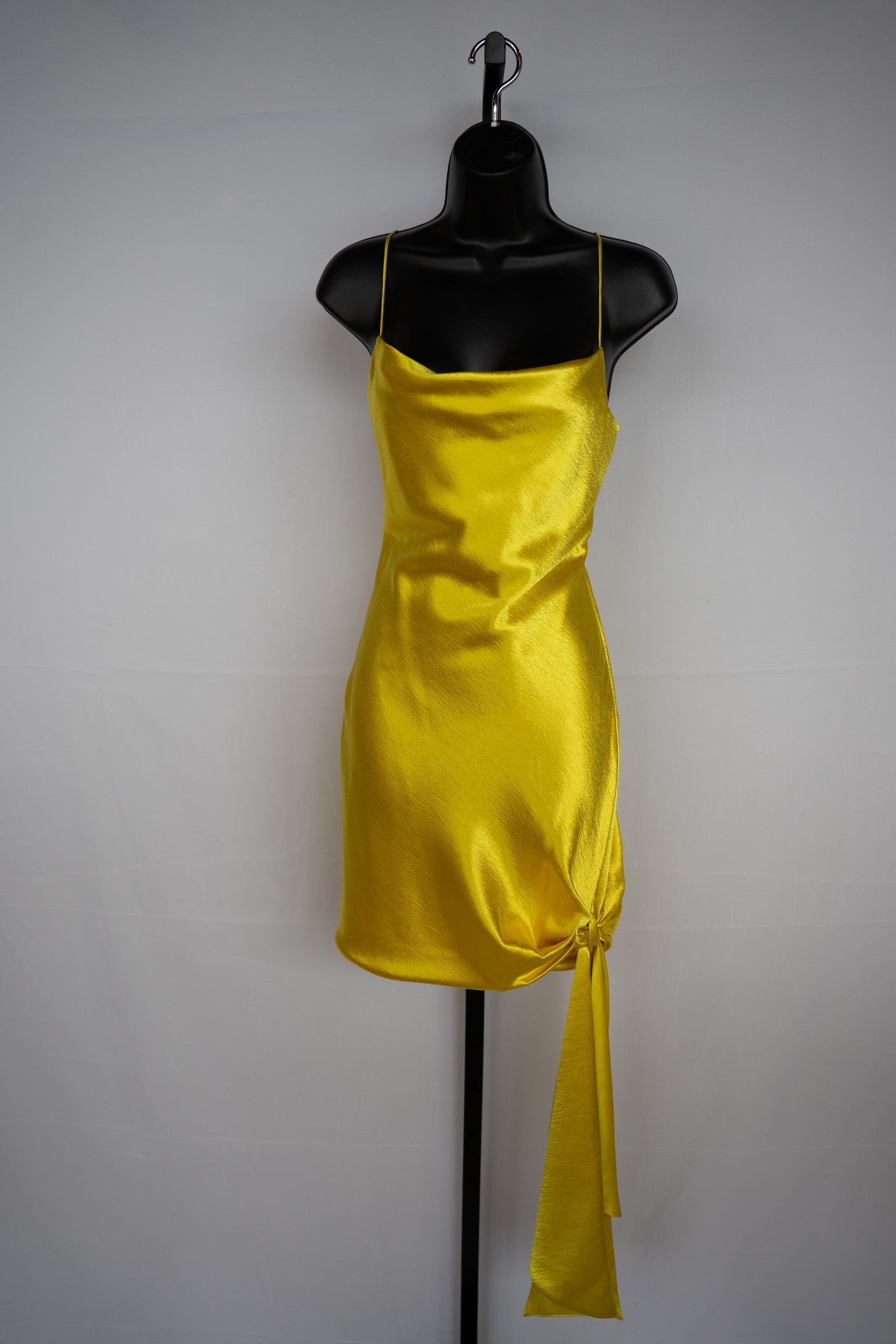 Cinq a Sept Yellow Cowl Neck Sleeveless Mini Dress w/ Side Tie NWT