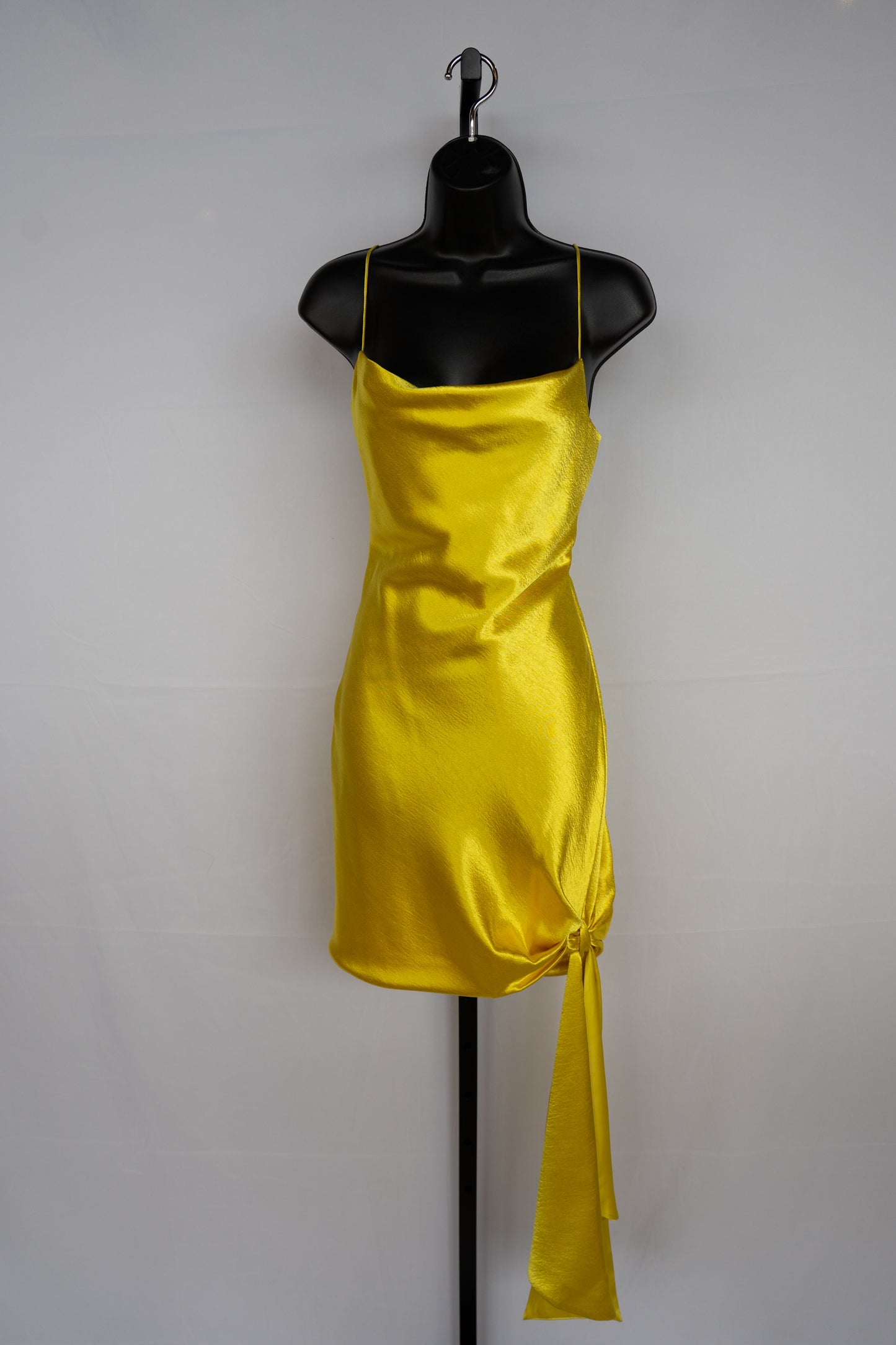 Cinq a Sept Yellow Cowl Neck Sleeveless Mini Dress w/ Side Tie NWT