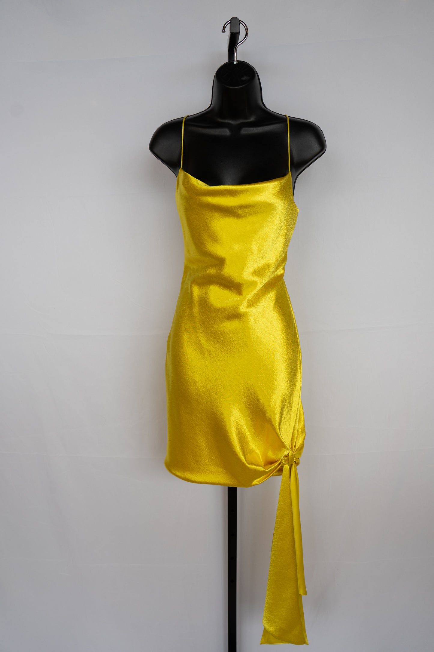 Cinq a Sept Yellow Cowl Neck Sleeveless Mini Dress w/ Side Tie NWT