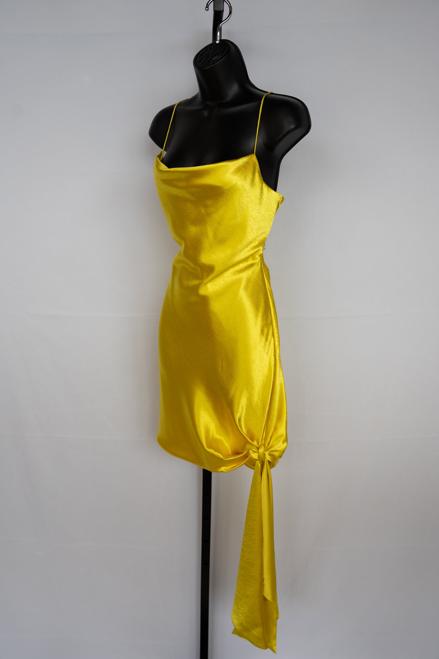 Cinq a Sept Yellow Cowl Neck Sleeveless Mini Dress w/ Side Tie NWT
