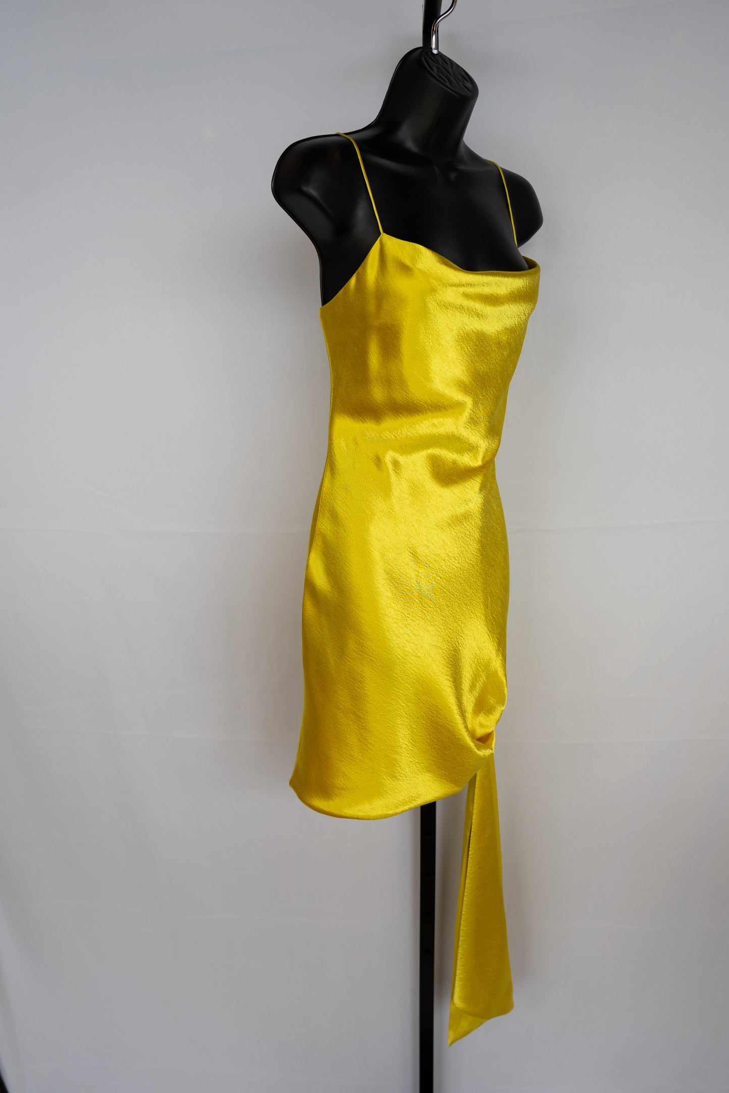 Cinq a Sept Yellow Cowl Neck Sleeveless Mini Dress w/ Side Tie NWT