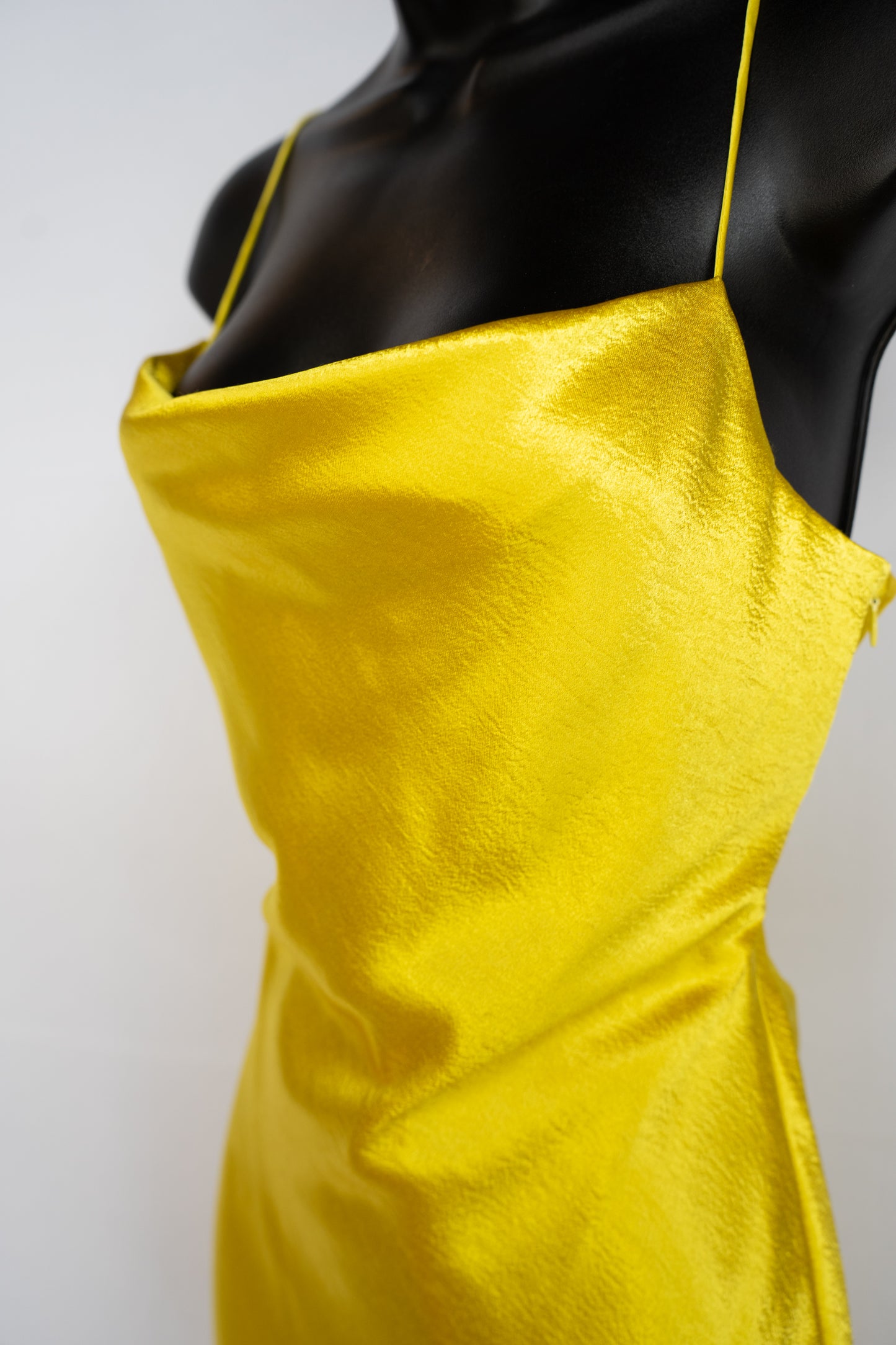 Cinq a Sept Yellow Cowl Neck Sleeveless Mini Dress w/ Side Tie NWT