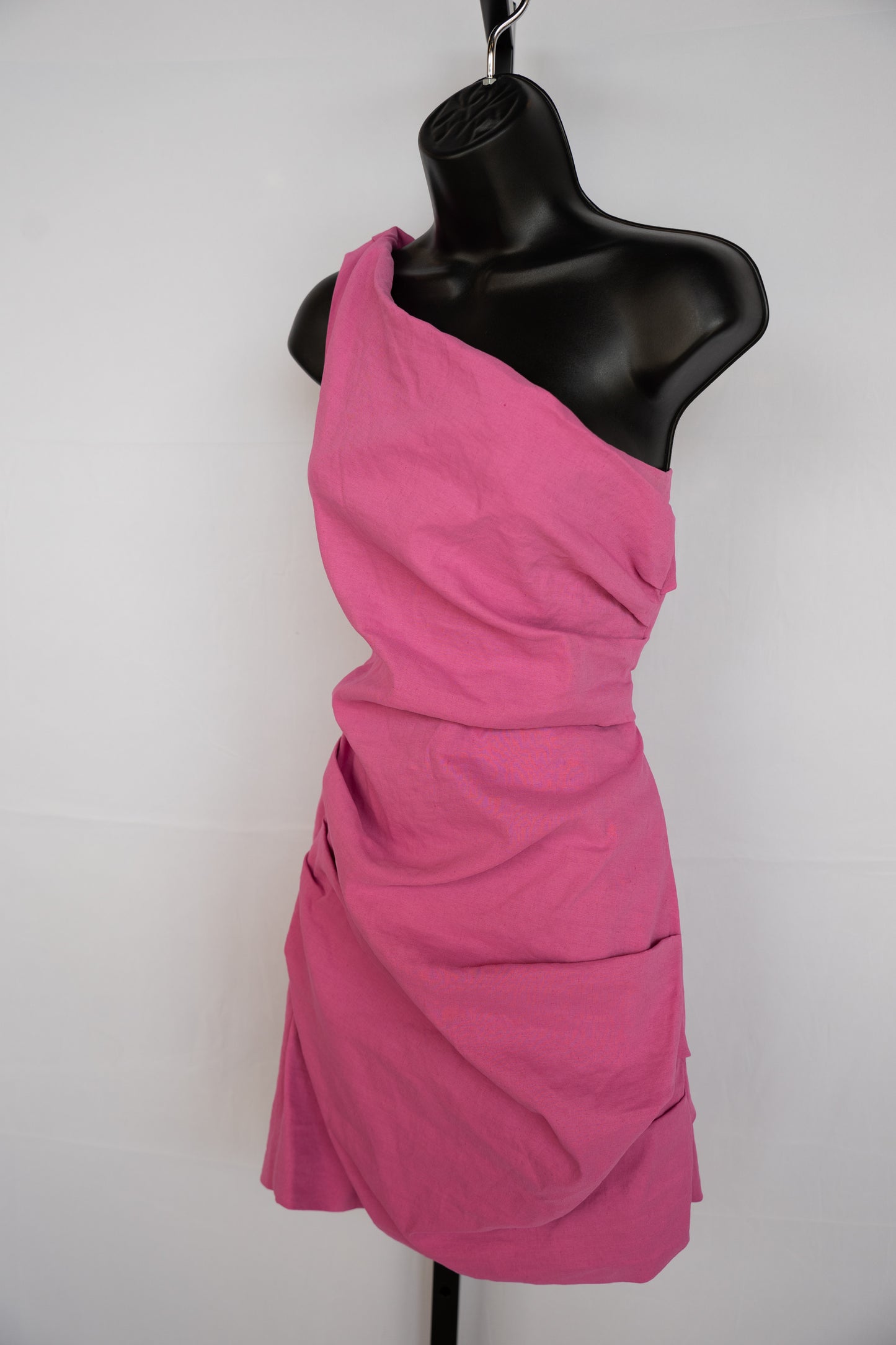 ALC Hot Pink One Shoulder Ruched Mini Dress NWT