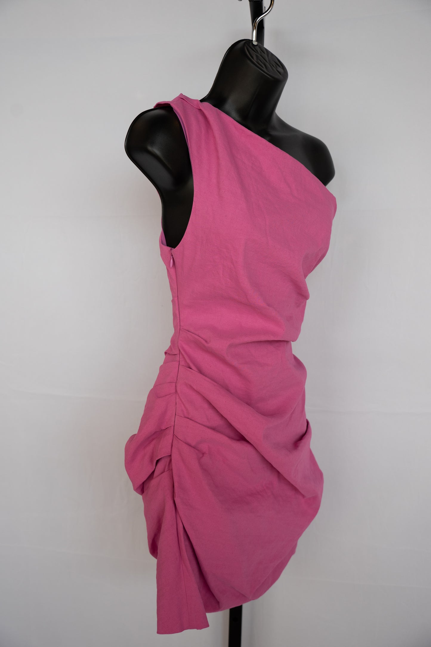 ALC Hot Pink One Shoulder Ruched Mini Dress NWT