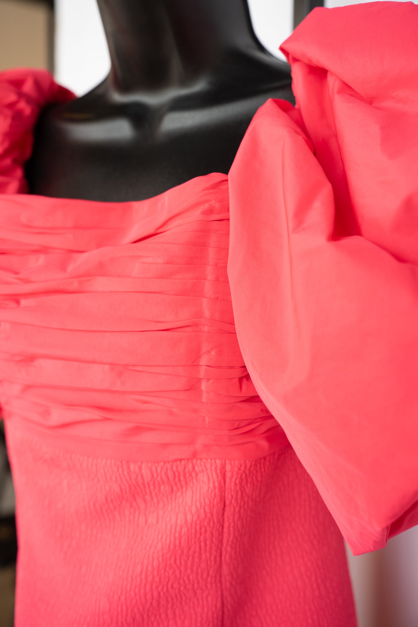 Rebecca Vallance Bright Pink Off-Shoulder Balloon Sleeve Mini Dress