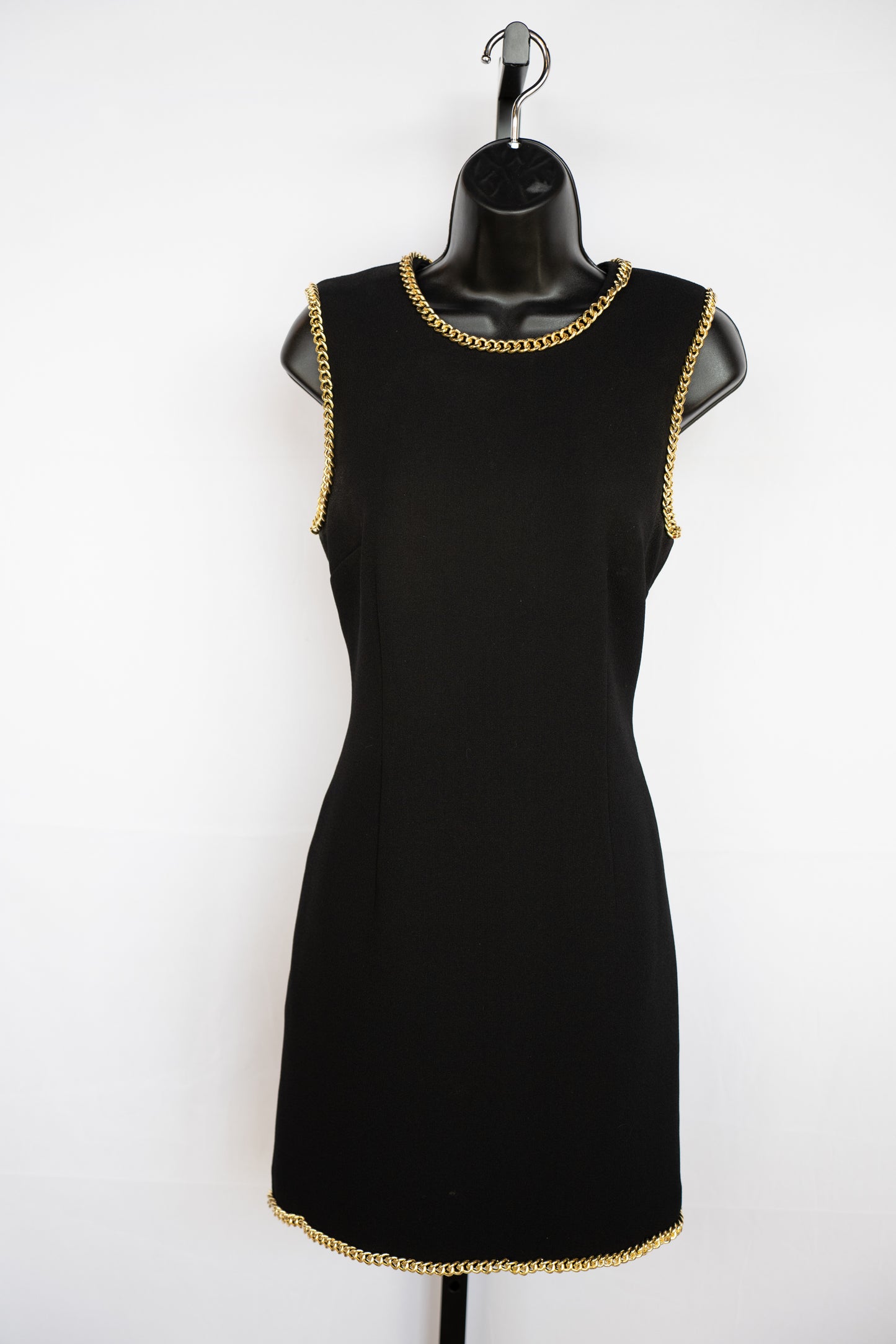 Rebecca Vallance Black High Neck Sleeveless Mini Dress w/ Chain Lining