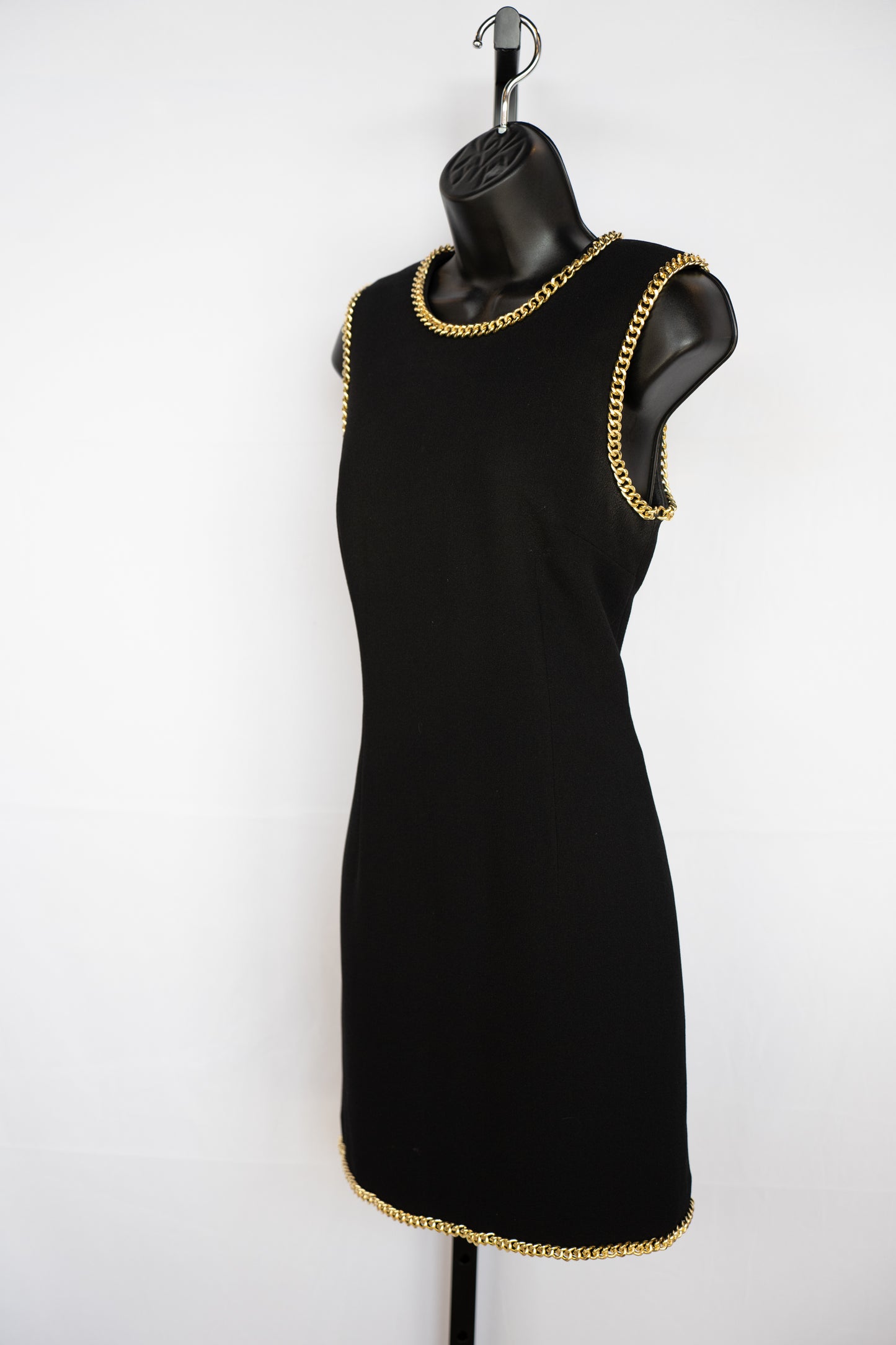 Rebecca Vallance Black High Neck Sleeveless Mini Dress w/ Chain Lining