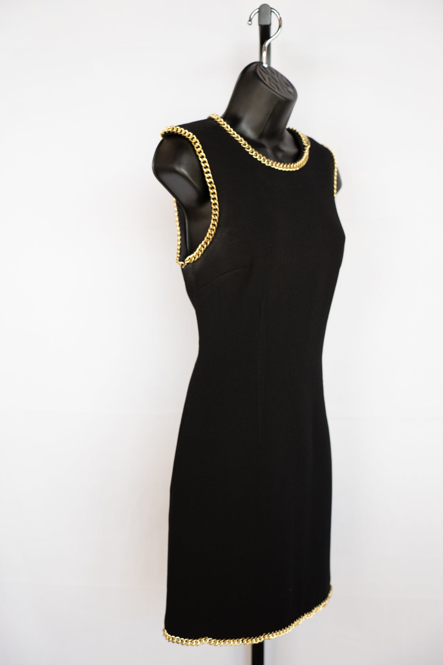 Rebecca Vallance Black High Neck Sleeveless Mini Dress w/ Chain Lining
