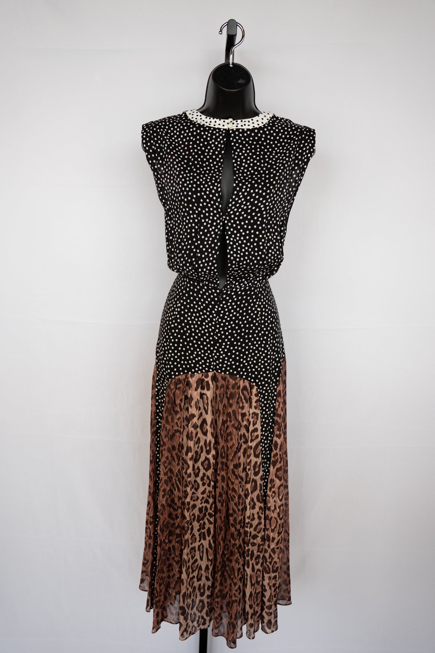 Rixo Polka Dot & Cheetah Print Sleeveless Maxi Dress